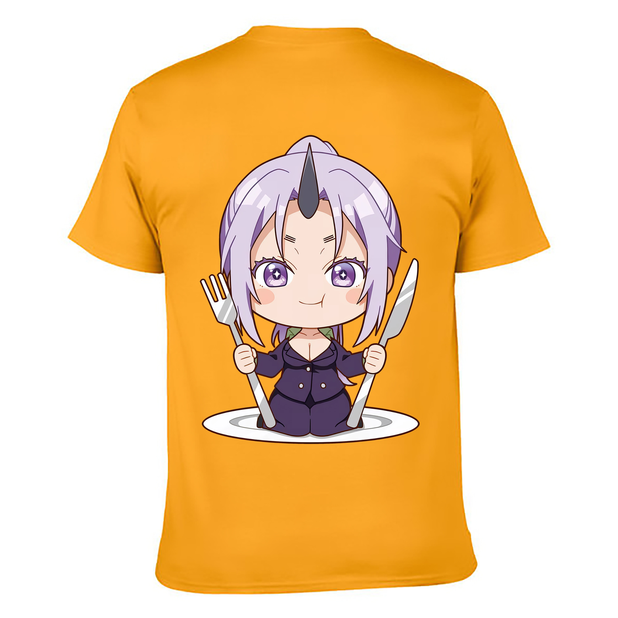 （画像用） 転スラ Regarding Reincarnated to Slime 綿100％ メンズ半袖Tシャツ（バックプリント） 通気性