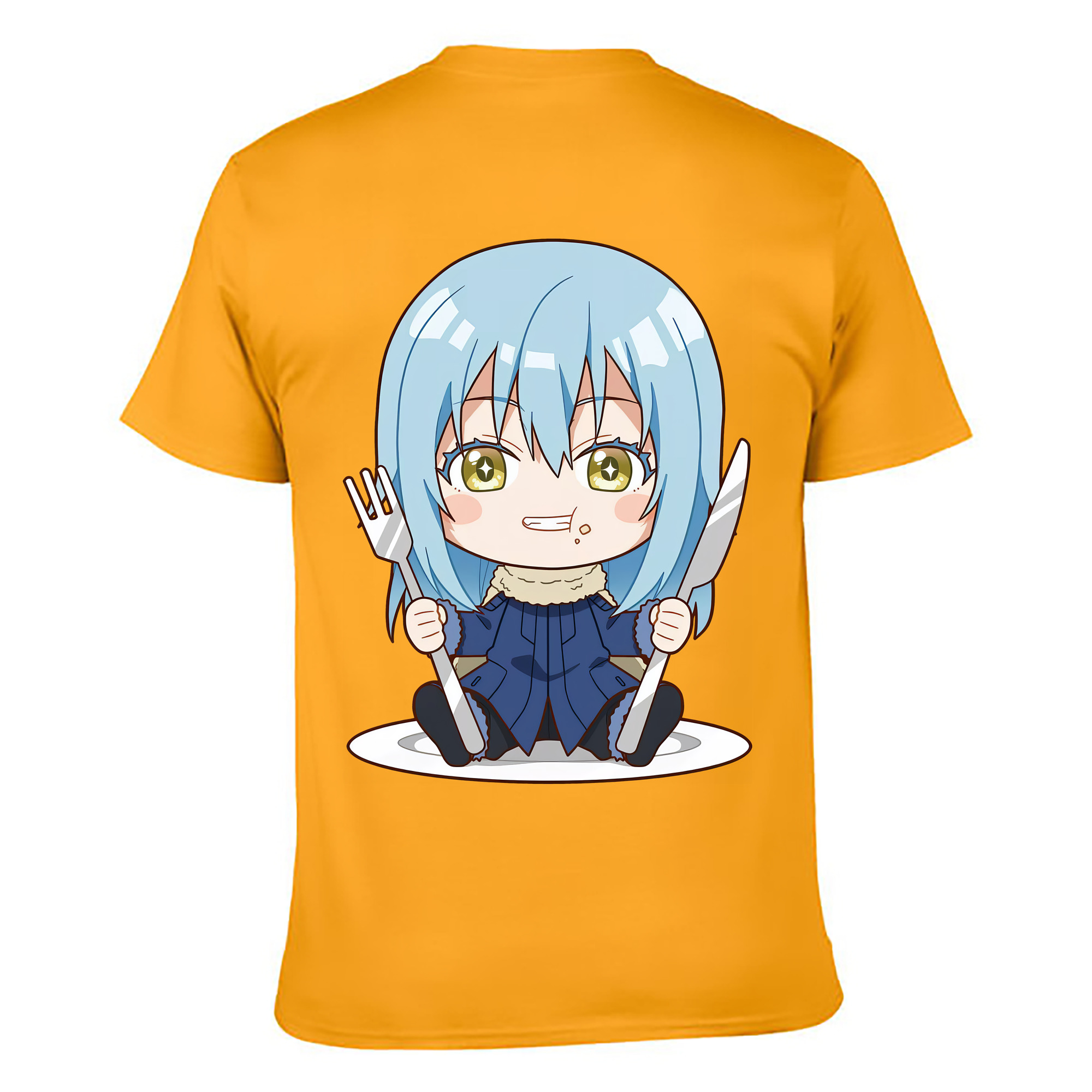 （画像用） 転スラ Regarding Reincarnated to Slime 綿100％ メンズ半袖Tシャツ（バックプリント） 通気性