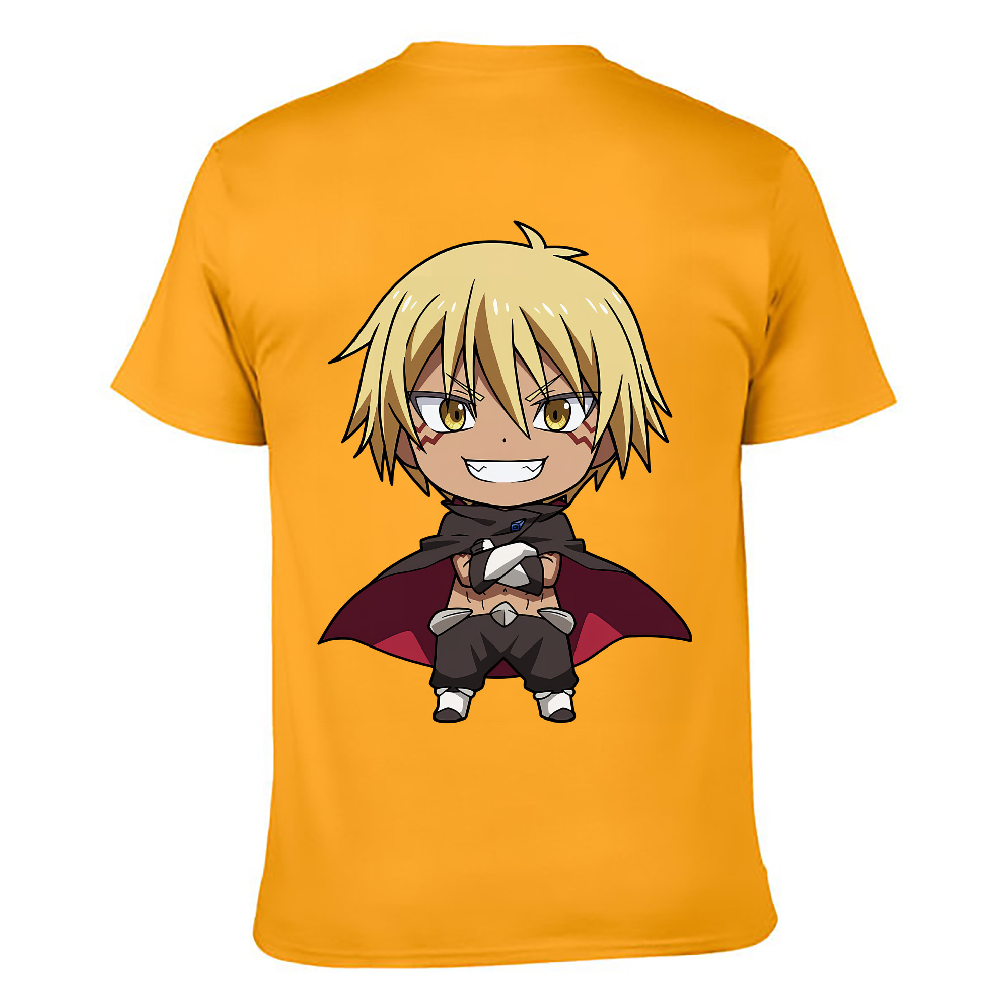 （画像用） 転スラ Regarding Reincarnated to Slime 綿100％ メンズ半袖Tシャツ（バックプリント） 通気性