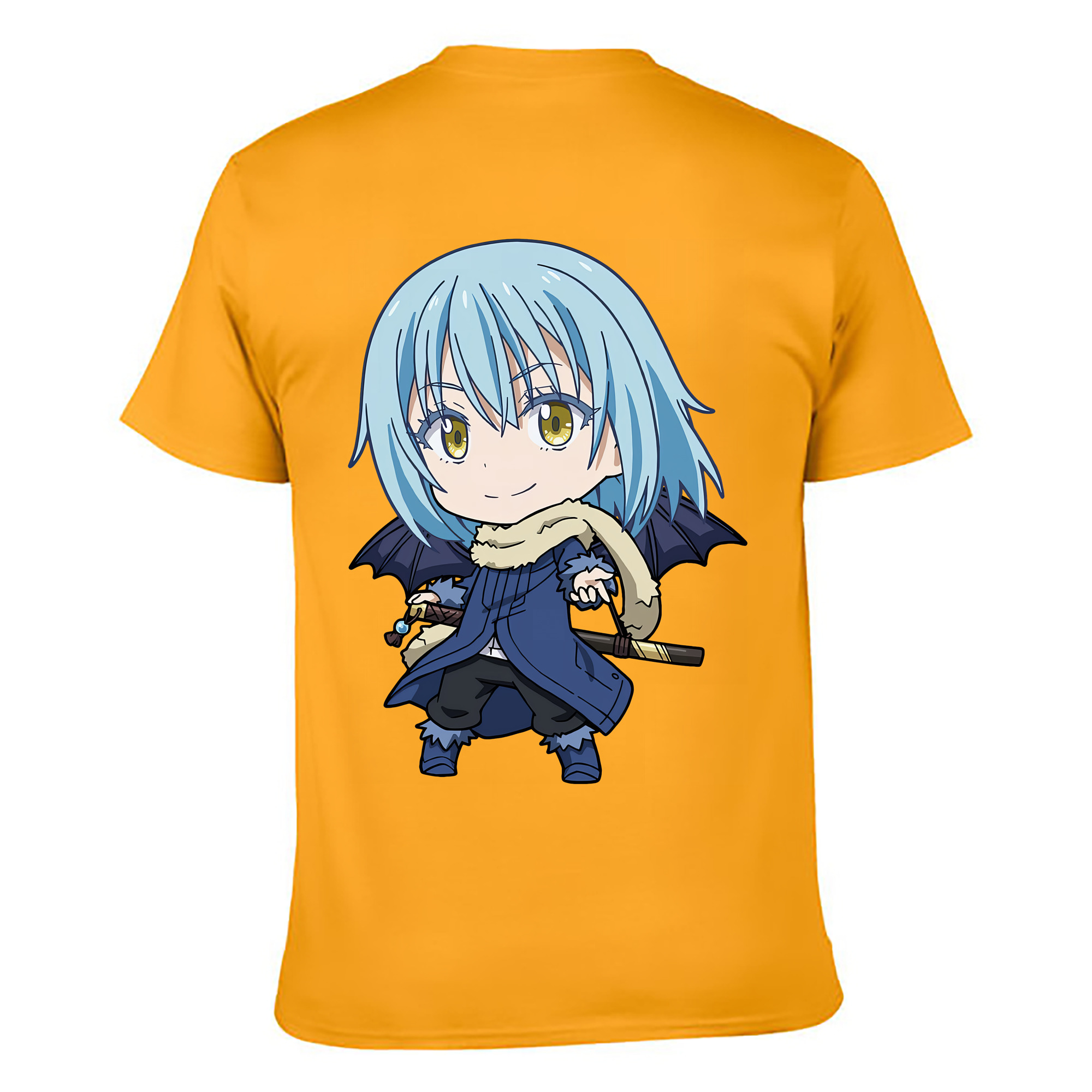 （画像用） 転スラ Regarding Reincarnated to Slime 綿100％ メンズ半袖Tシャツ（バックプリント） 通気性