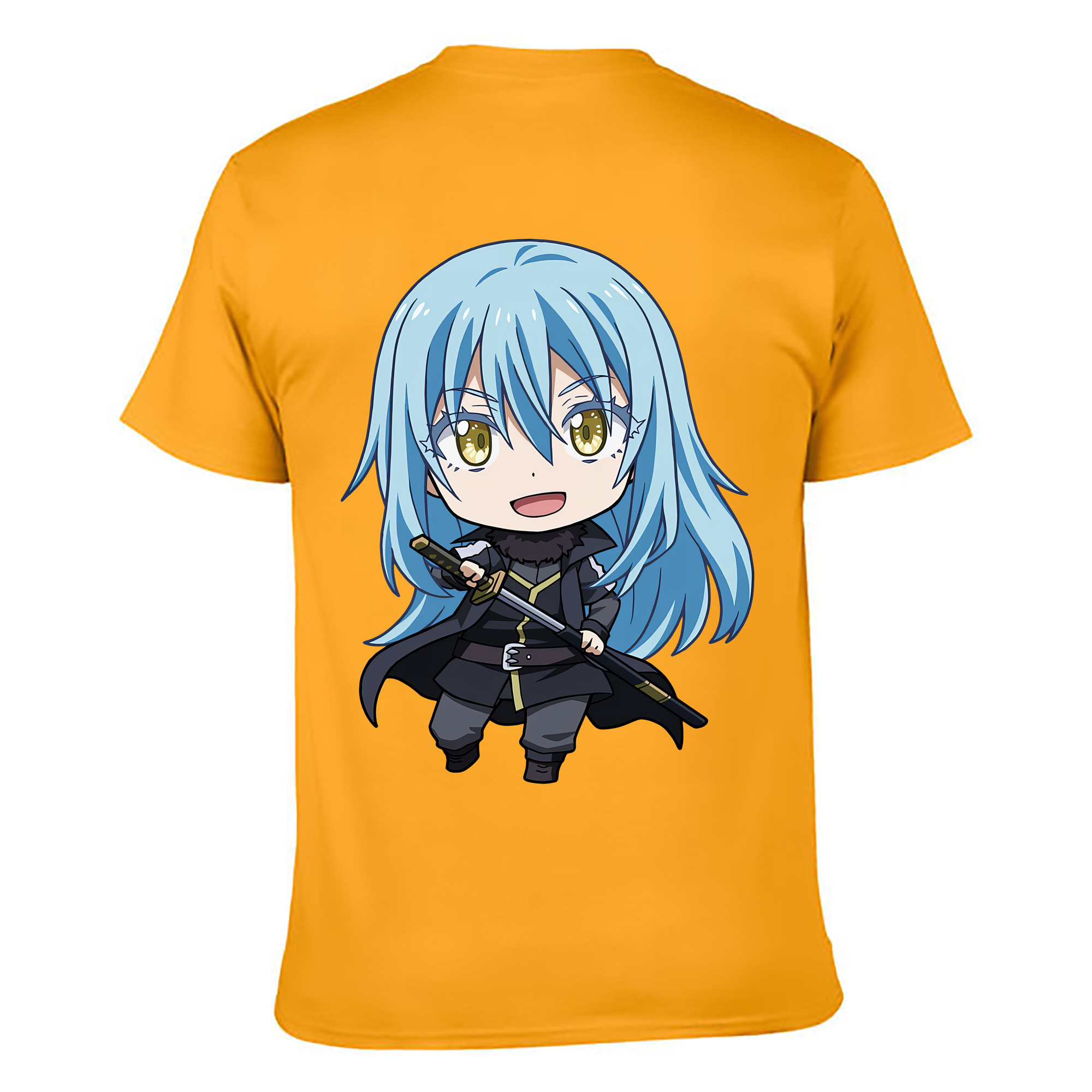 （画像用） 転スラ Regarding Reincarnated to Slime 綿100％ メンズ半袖Tシャツ（バックプリント） 通気性