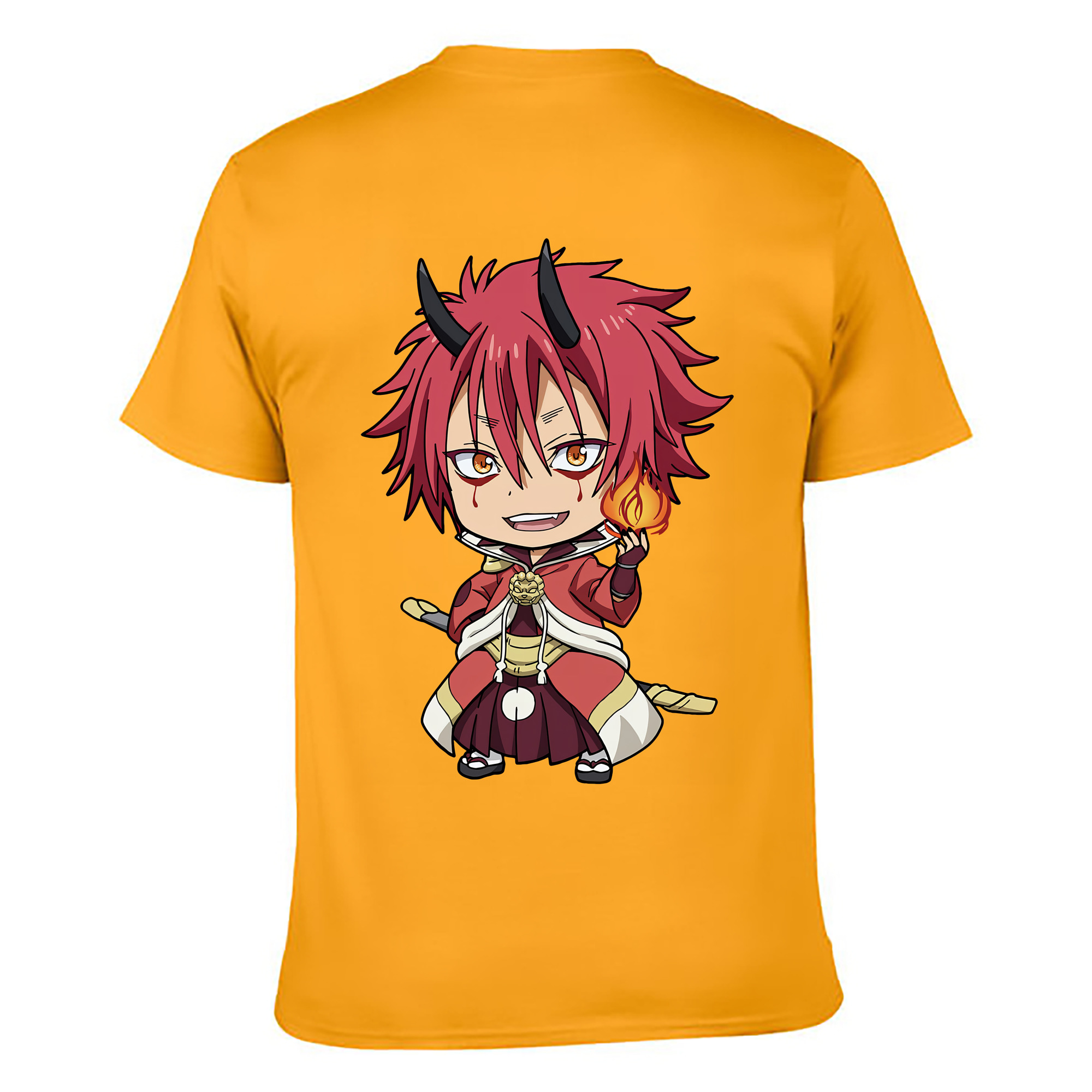 （画像用） 転スラ Regarding Reincarnated to Slime 綿100％ メンズ半袖Tシャツ（バックプリント） 通気性