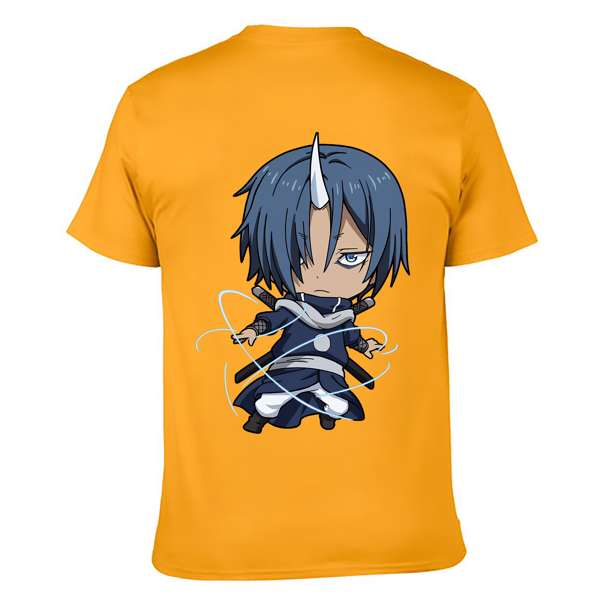 （画像用） 転スラ Regarding Reincarnated to Slime 綿100％ メンズ半袖Tシャツ（バックプリント） 通気性