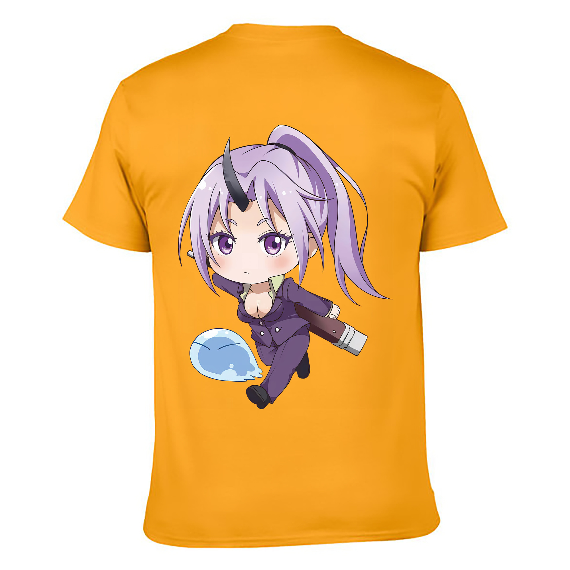（画像用） 転スラ Regarding Reincarnated to Slime 綿100％ メンズ半袖Tシャツ（バックプリント） 通気性