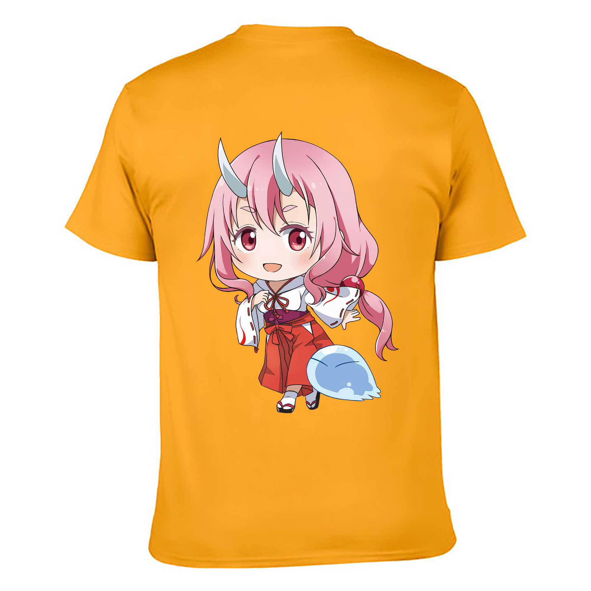 （画像用） 転スラ Regarding Reincarnated to Slime 綿100％ メンズ半袖Tシャツ（バックプリント） 通気性