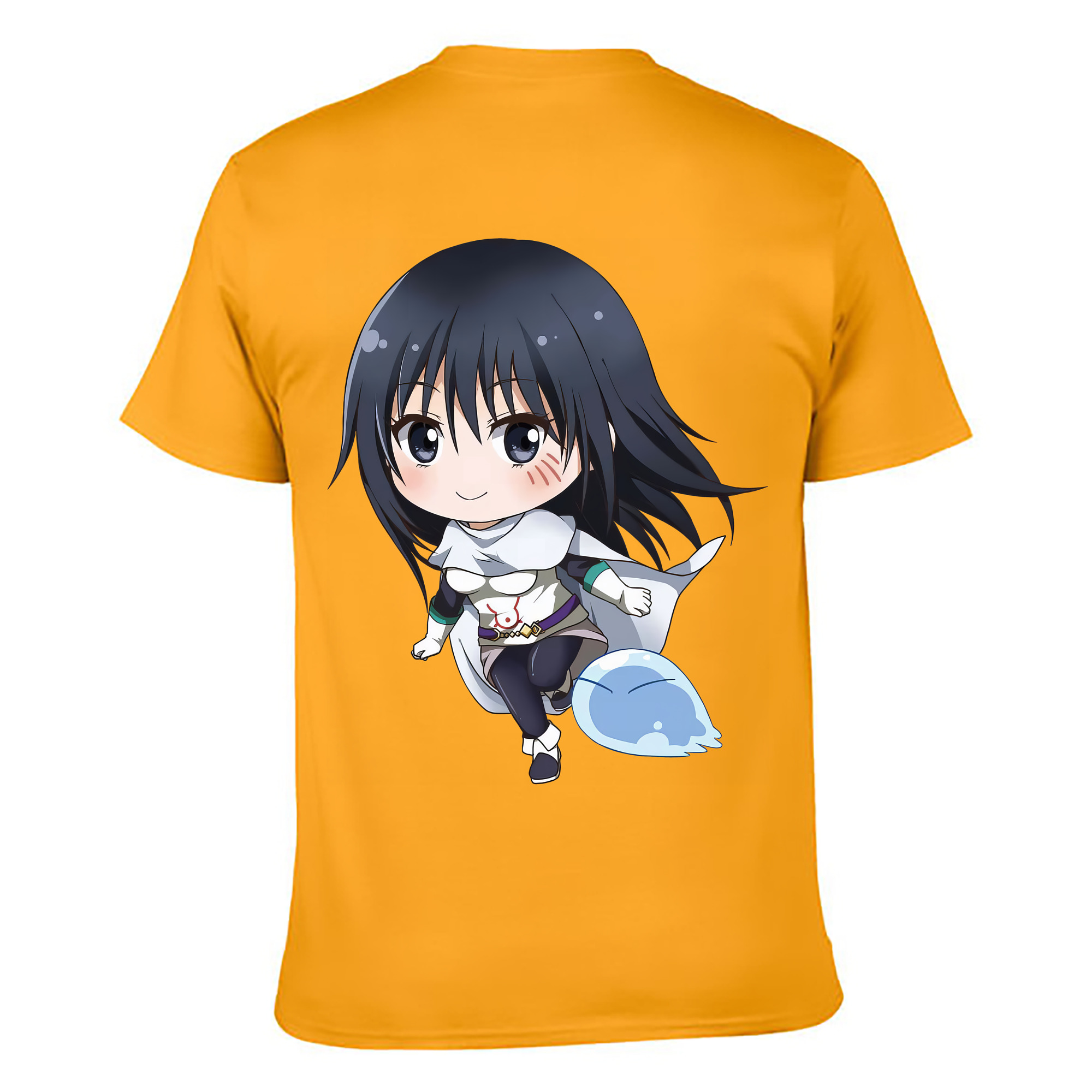 （画像用） 転スラ Regarding Reincarnated to Slime 綿100％ メンズ半袖Tシャツ（バックプリント） 通気性