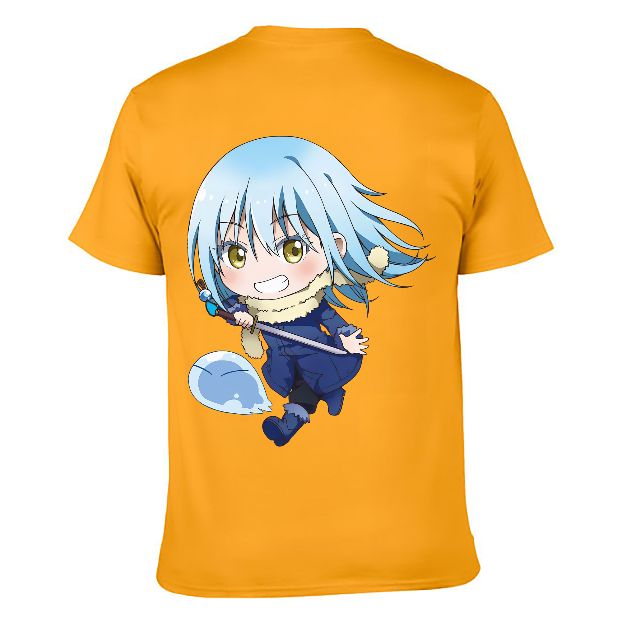 （画像用） 転スラ Regarding Reincarnated to Slime 綿100％ メンズ半袖Tシャツ（バックプリント） 通気性
