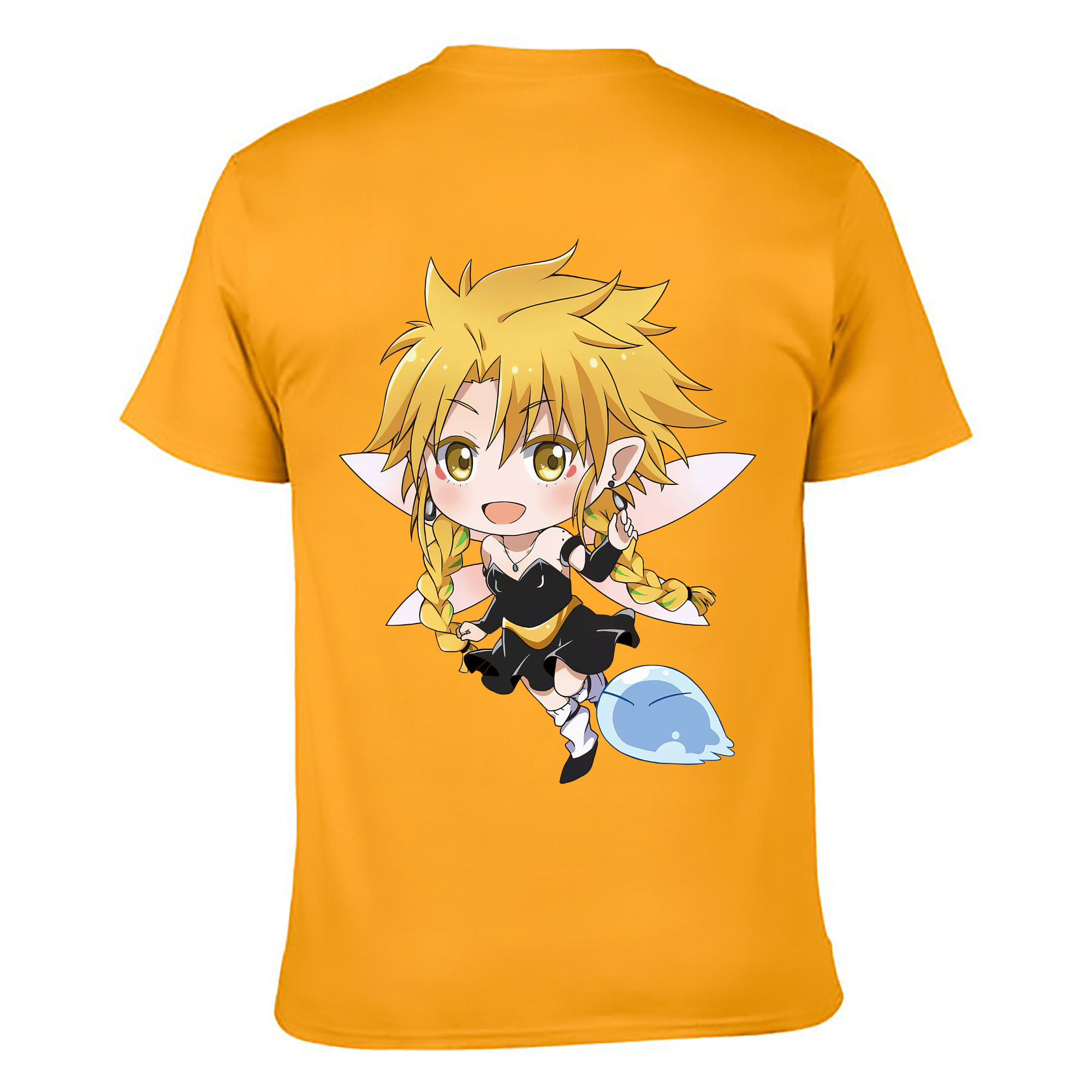 （画像用） 転スラ Regarding Reincarnated to Slime 綿100％ メンズ半袖Tシャツ（バックプリント） 通気性