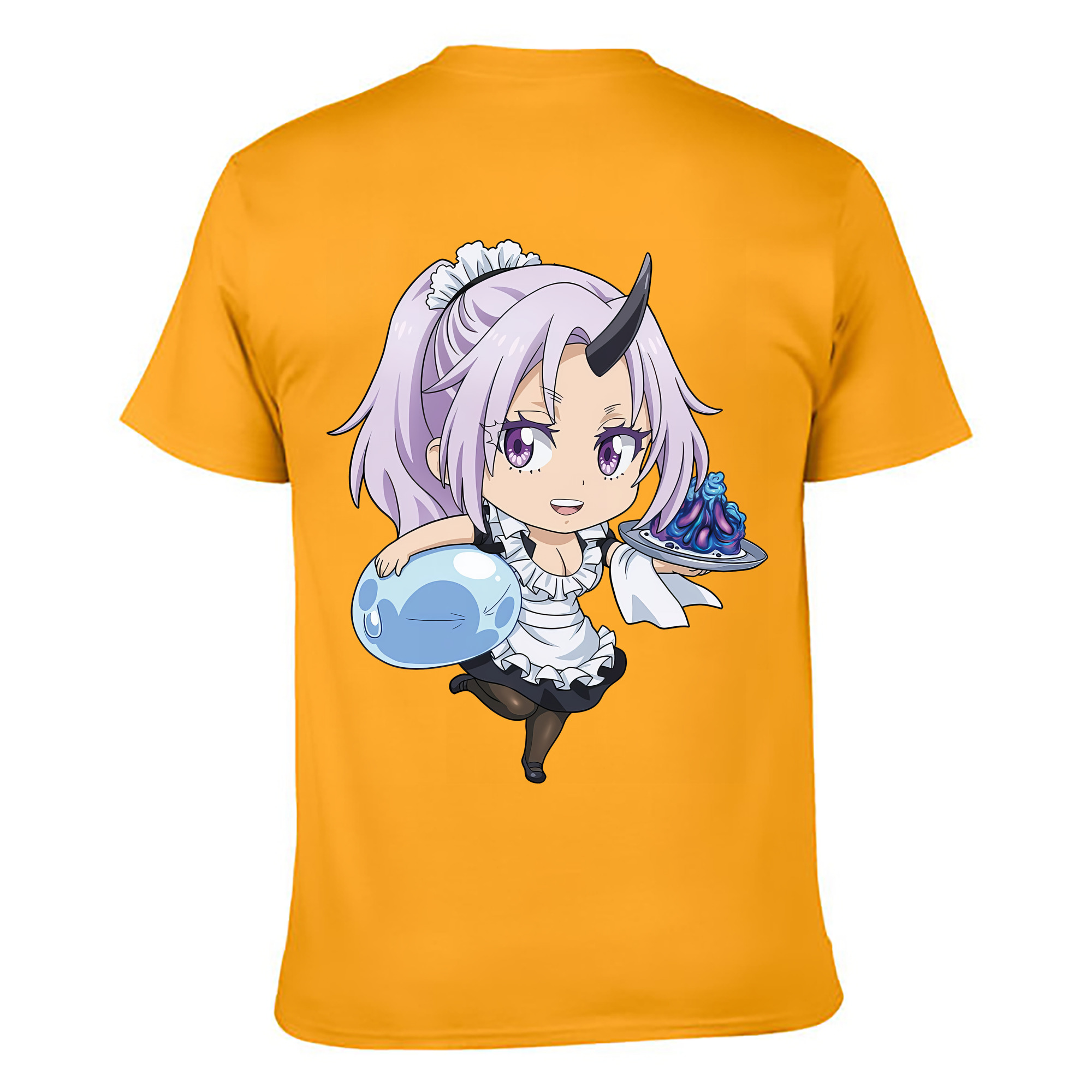 （画像用） 転スラ Regarding Reincarnated to Slime 綿100％ メンズ半袖Tシャツ（バックプリント） 通気性