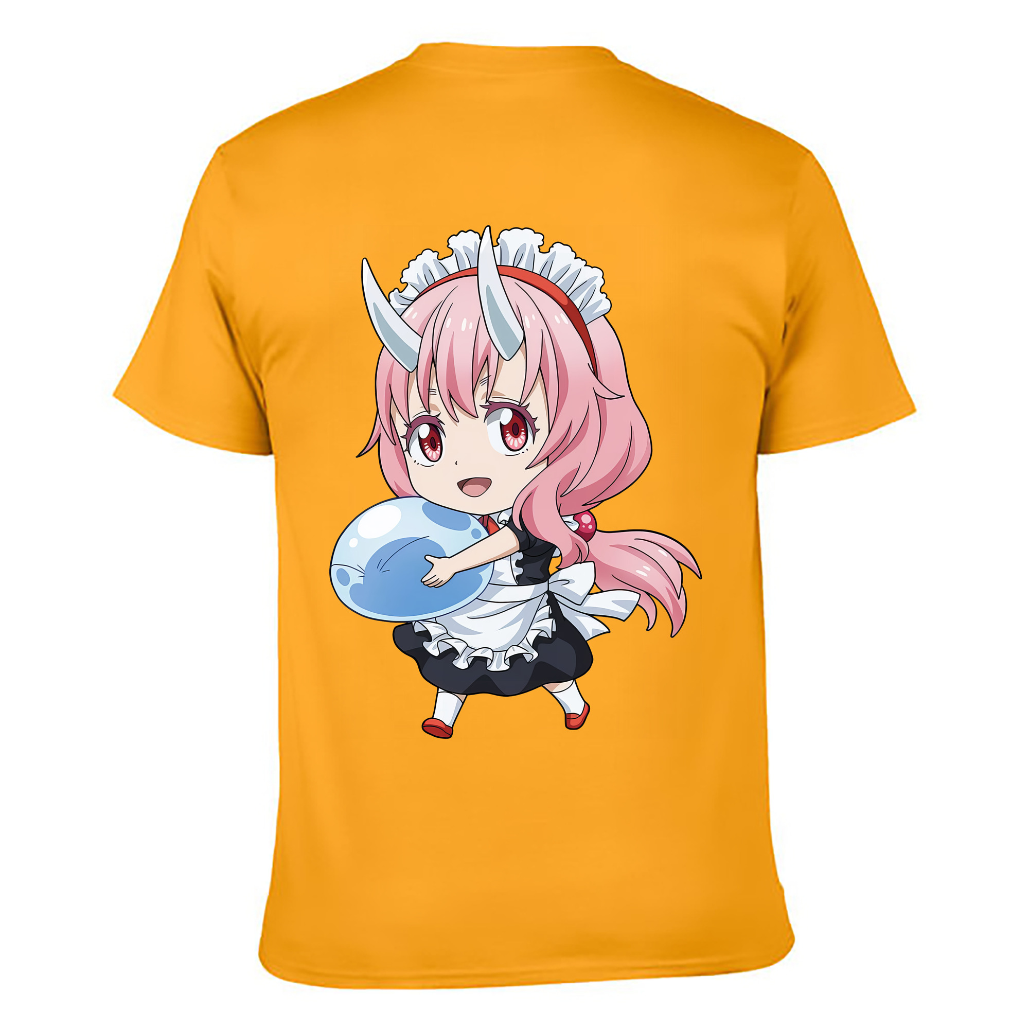 （画像用） 転スラ Regarding Reincarnated to Slime 綿100％ メンズ半袖Tシャツ（バックプリント） 通気性