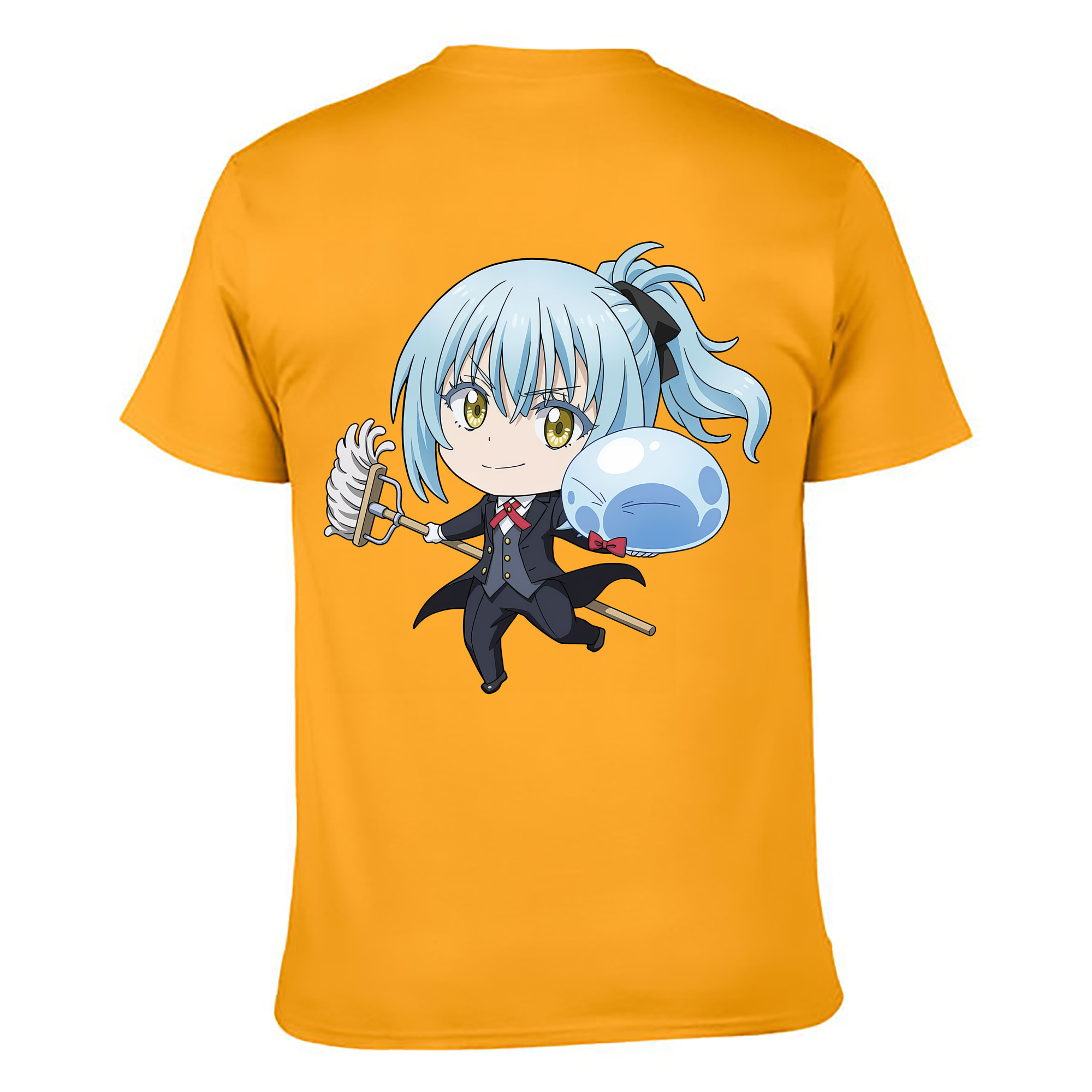 （画像用） 転スラ Regarding Reincarnated to Slime 綿100％ メンズ半袖Tシャツ（バックプリント） 通気性