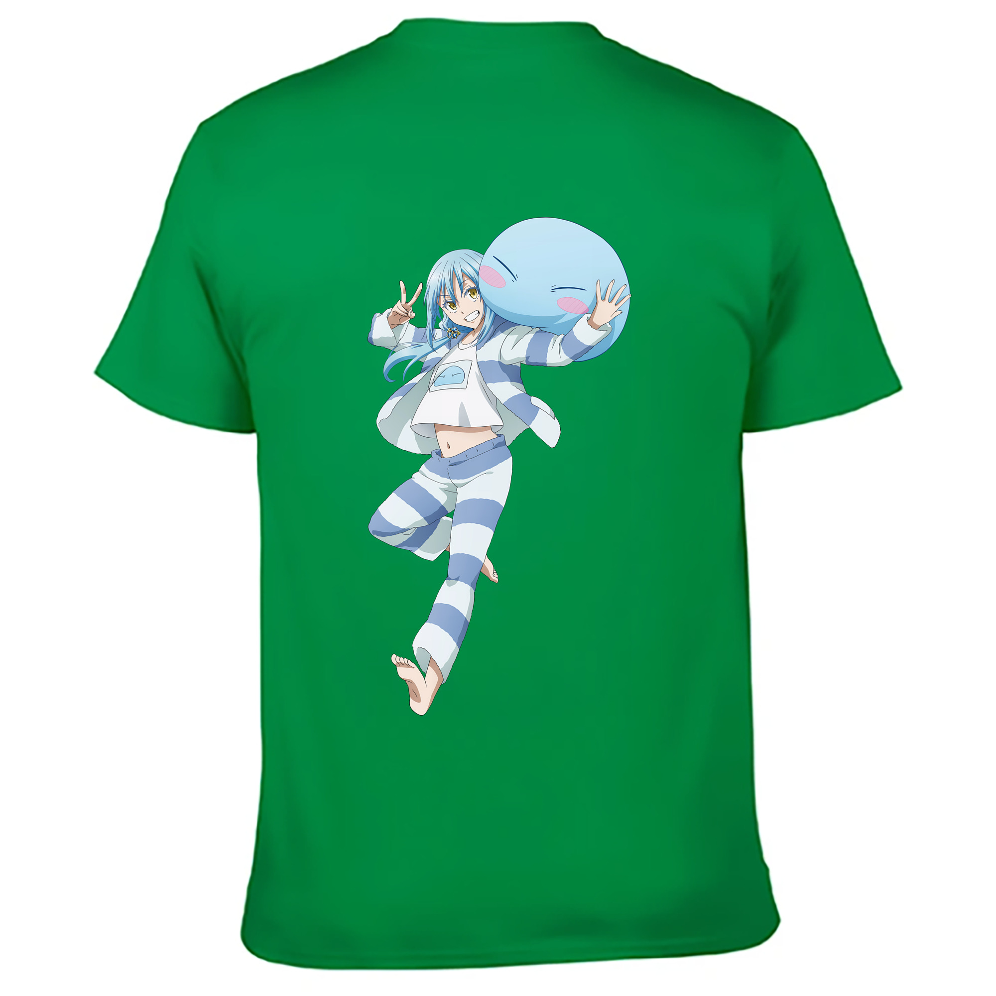 （画像用） 転スラ Regarding Reincarnated to Slime 綿100％ メンズ半袖Tシャツ（バックプリント） 通気性