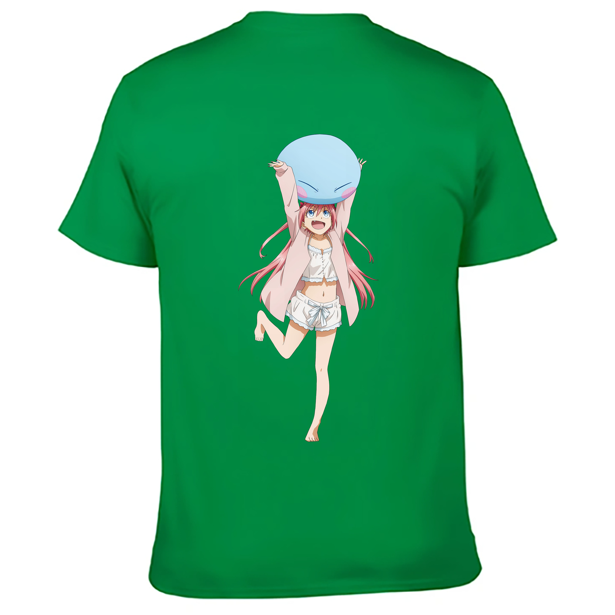 （画像用） 転スラ Regarding Reincarnated to Slime 綿100％ メンズ半袖Tシャツ（バックプリント） 通気性