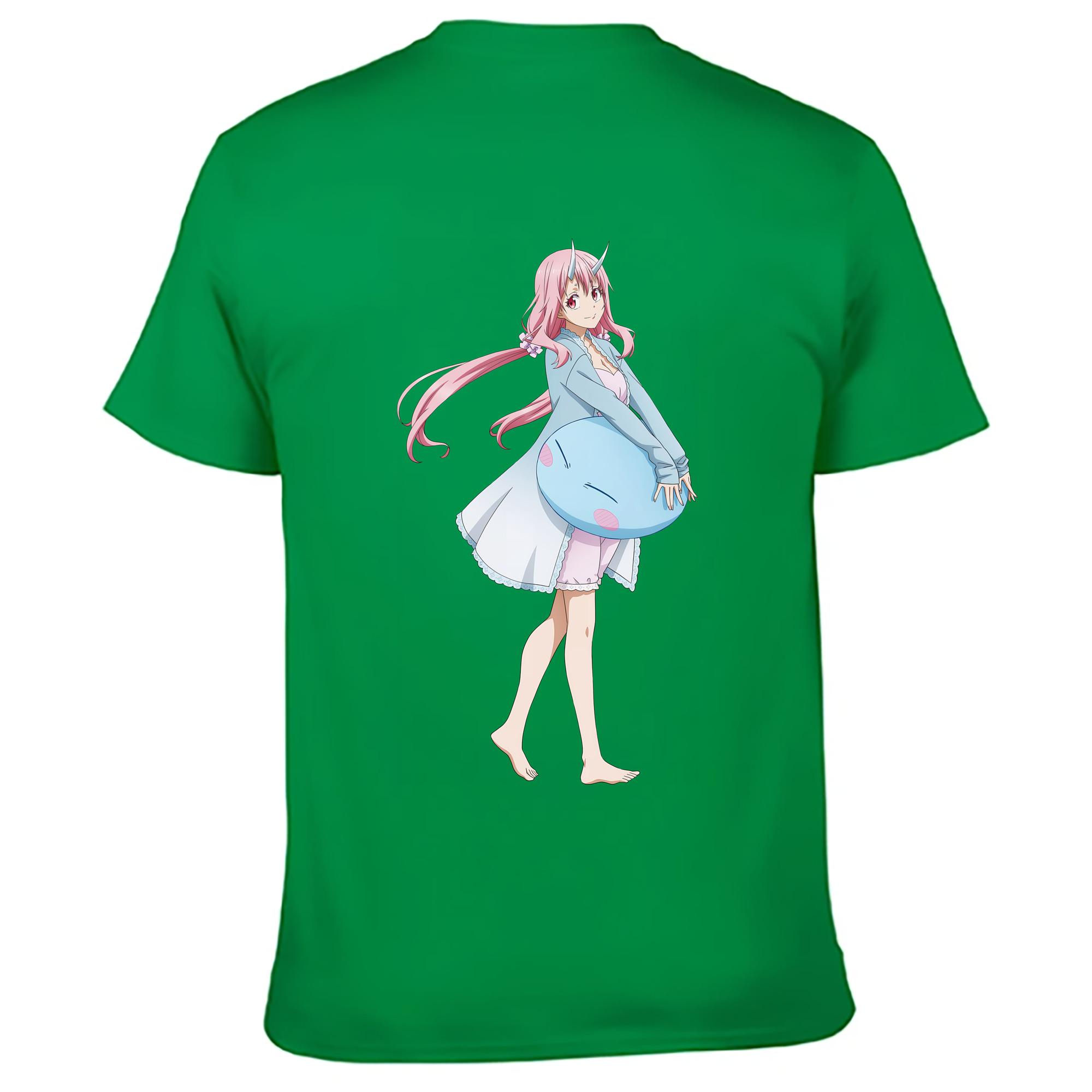 （画像用） 転スラ Regarding Reincarnated to Slime 綿100％ メンズ半袖Tシャツ（バックプリント） 通気性