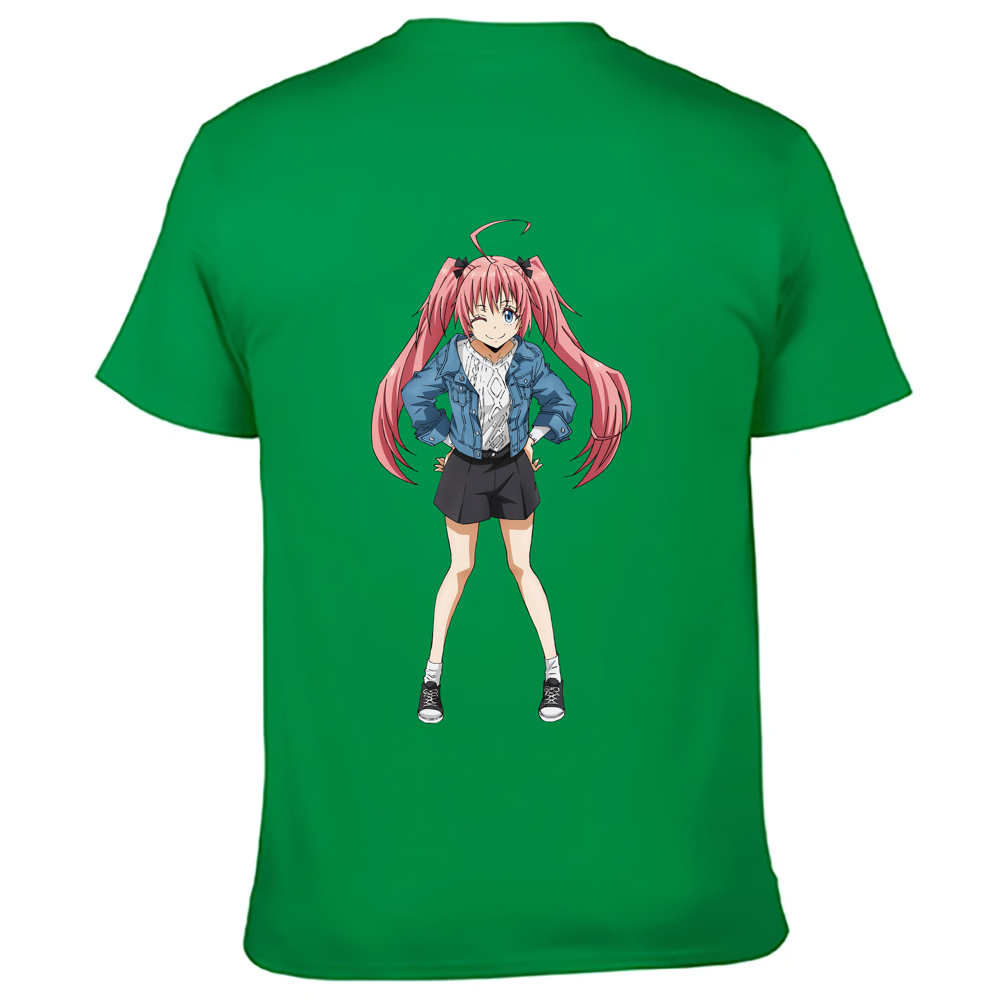 （画像用） 転スラ Regarding Reincarnated to Slime 綿100％ メンズ半袖Tシャツ（バックプリント） 通気性