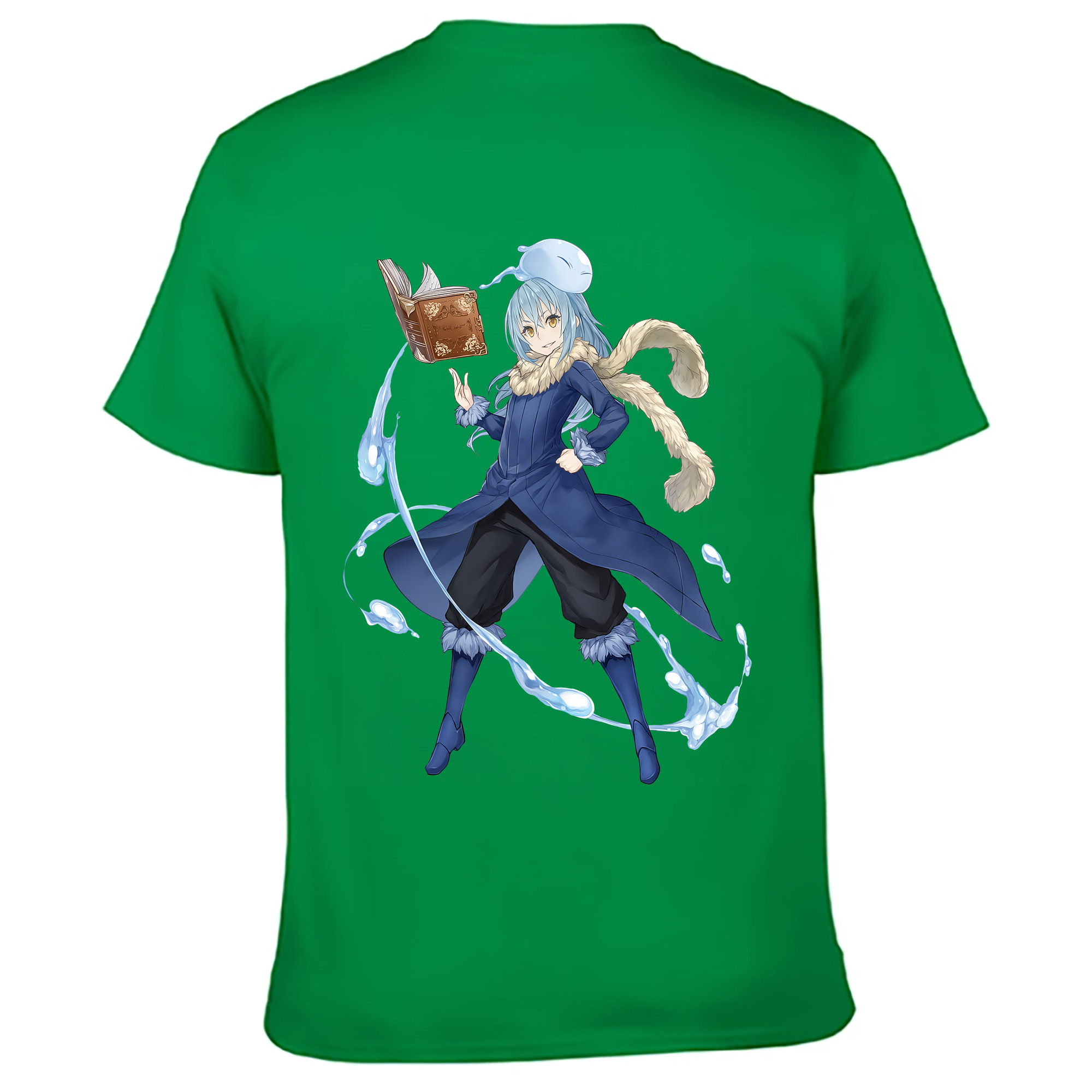 （画像用） 転スラ Regarding Reincarnated to Slime 綿100％ メンズ半袖Tシャツ（バックプリント） 通気性