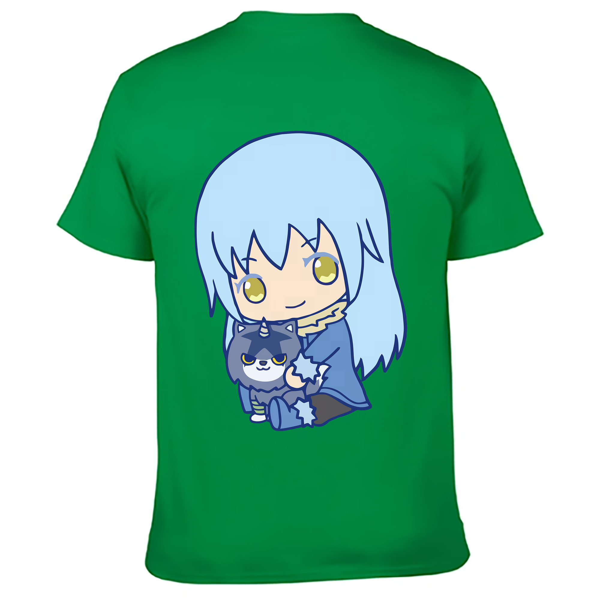 （画像用） 転スラ Regarding Reincarnated to Slime 綿100％ メンズ半袖Tシャツ（バックプリント） 通気性