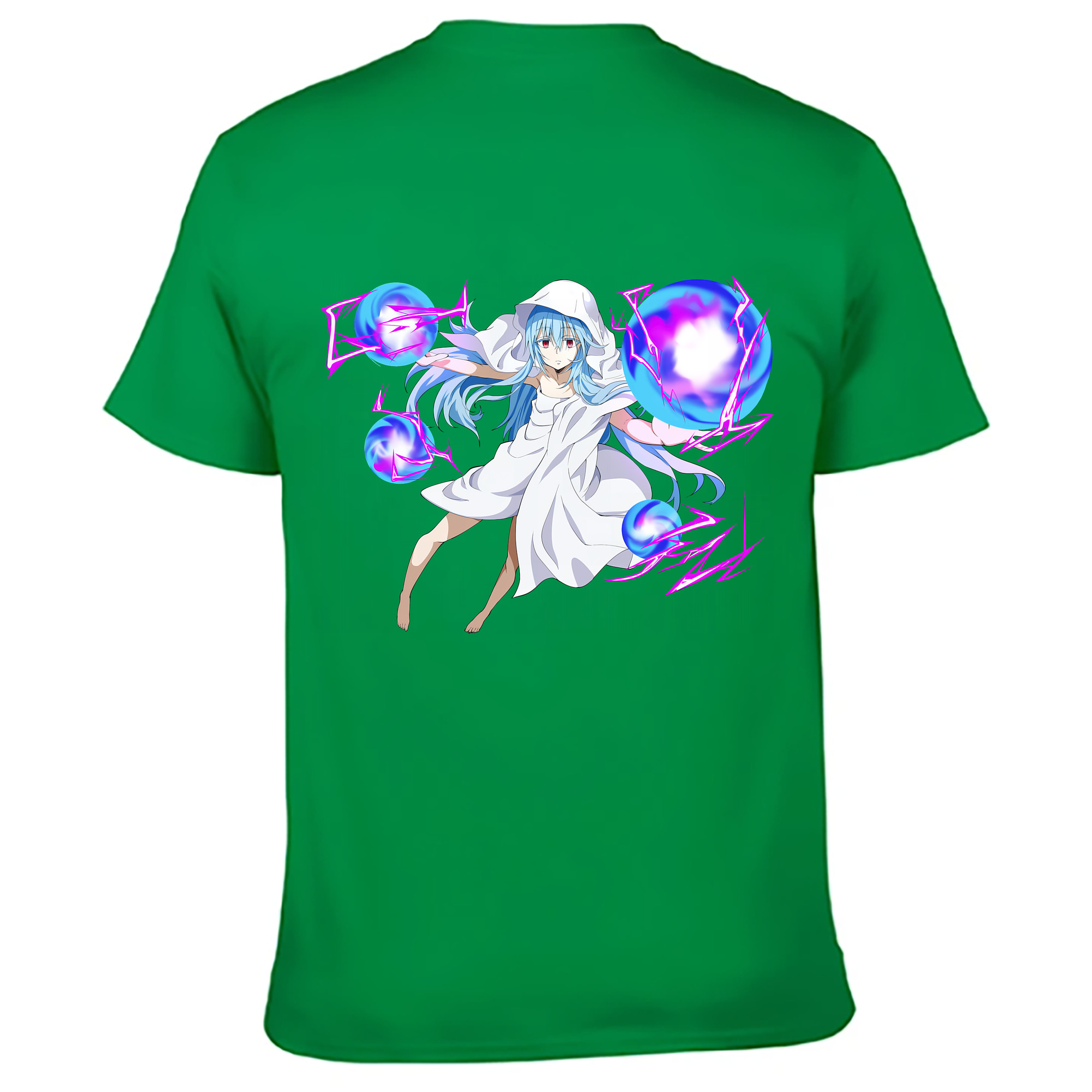 （画像用） 転スラ Regarding Reincarnated to Slime 綿100％ メンズ半袖Tシャツ（バックプリント） 通気性