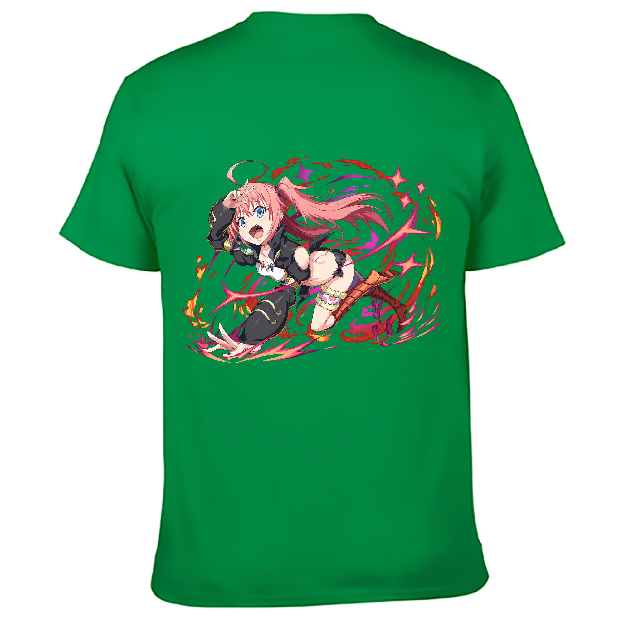 （画像用） 転スラ Regarding Reincarnated to Slime 綿100％ メンズ半袖Tシャツ（バックプリント） 通気性