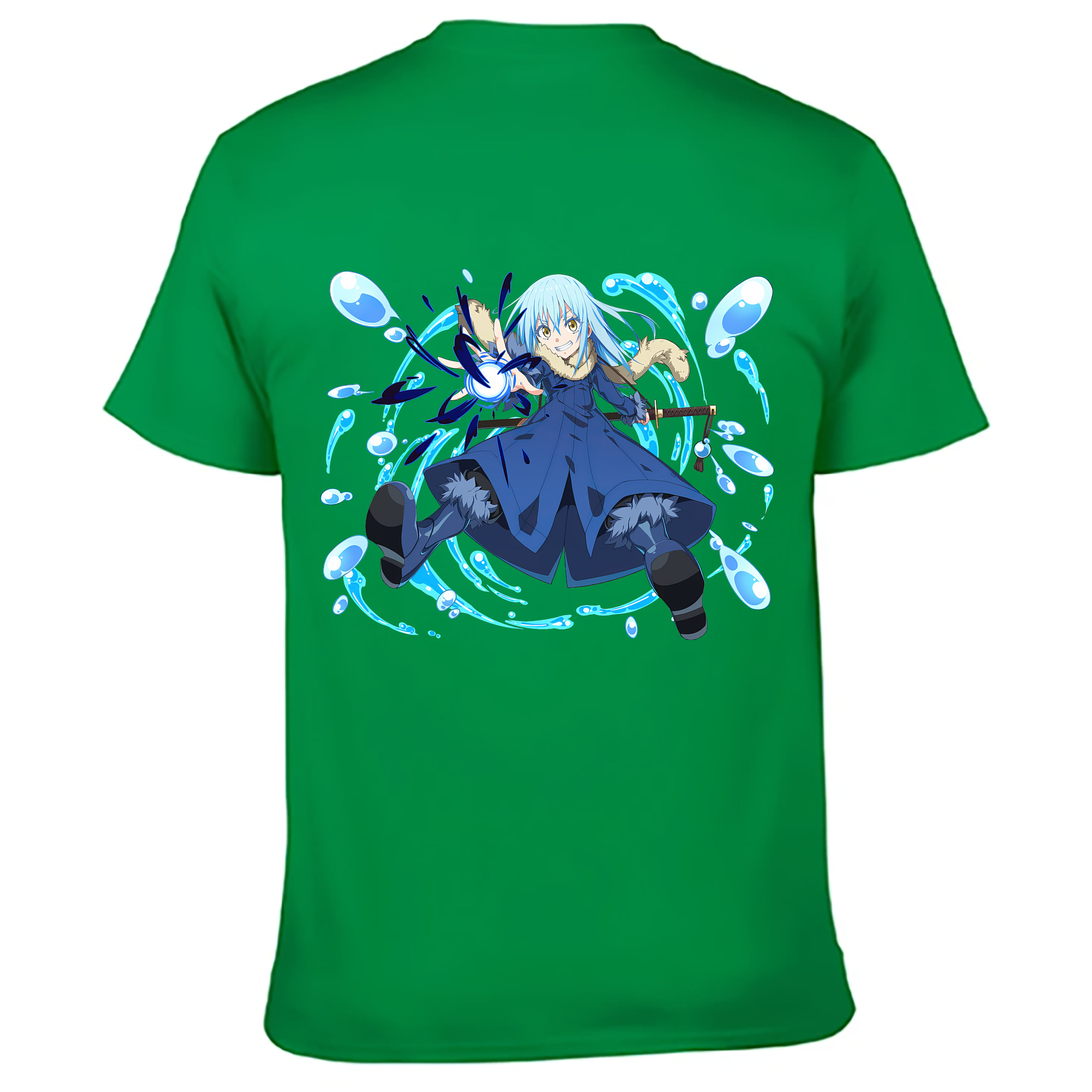 （画像用） 転スラ Regarding Reincarnated to Slime 綿100％ メンズ半袖Tシャツ（バックプリント） 通気性