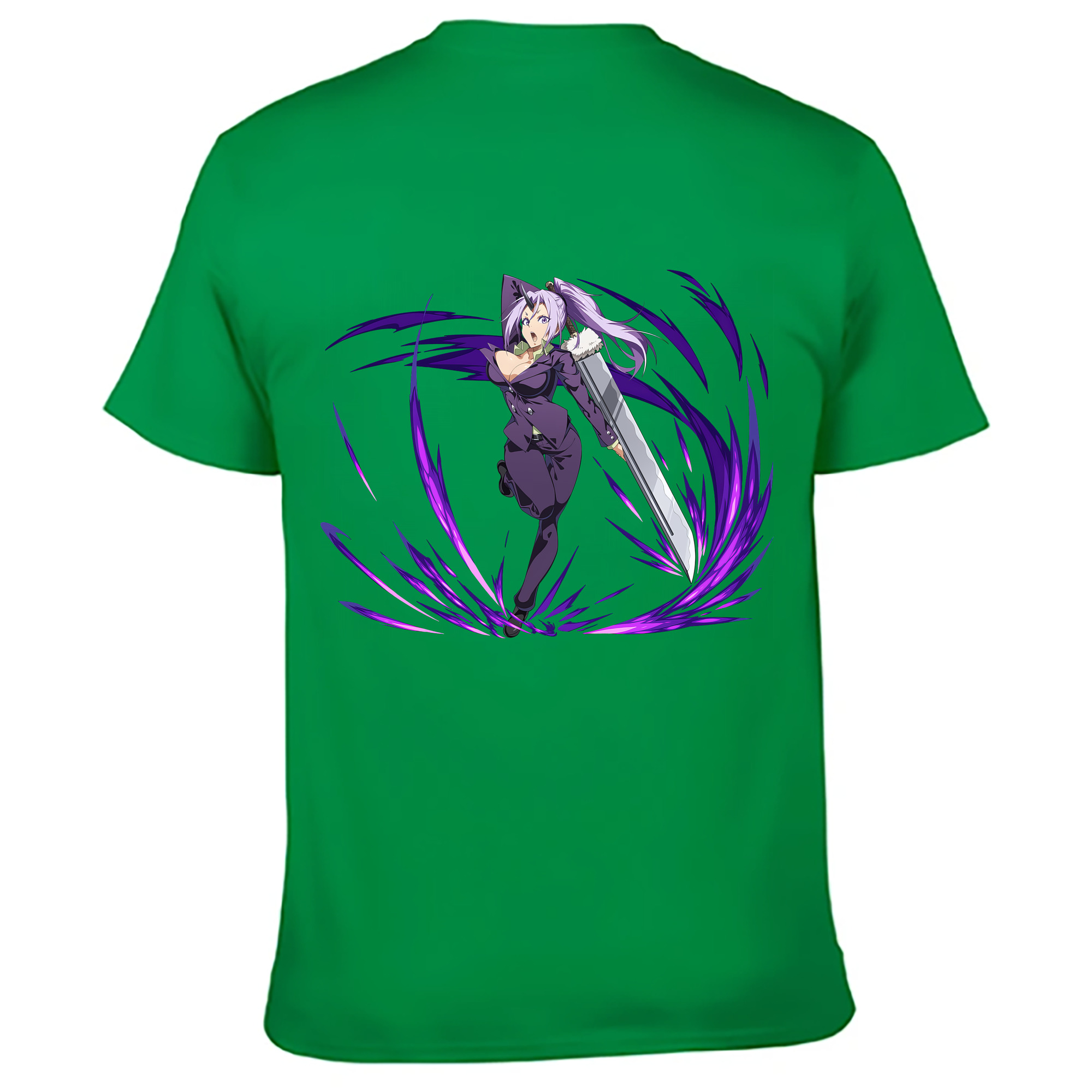 （画像用） 転スラ Regarding Reincarnated to Slime 綿100％ メンズ半袖Tシャツ（バックプリント） 通気性