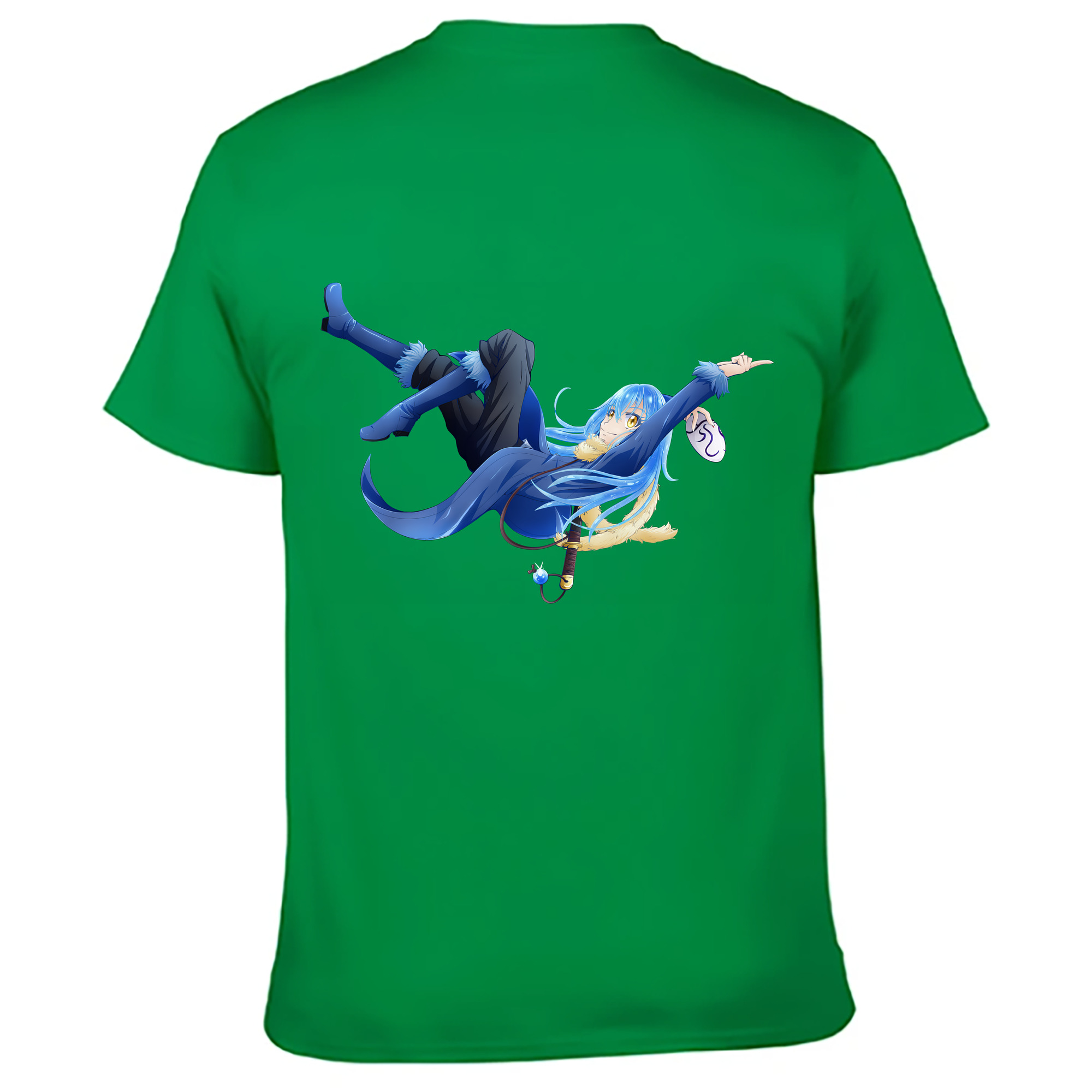 （画像用） 転スラ Regarding Reincarnated to Slime 綿100％ メンズ半袖Tシャツ（バックプリント） 通気性
