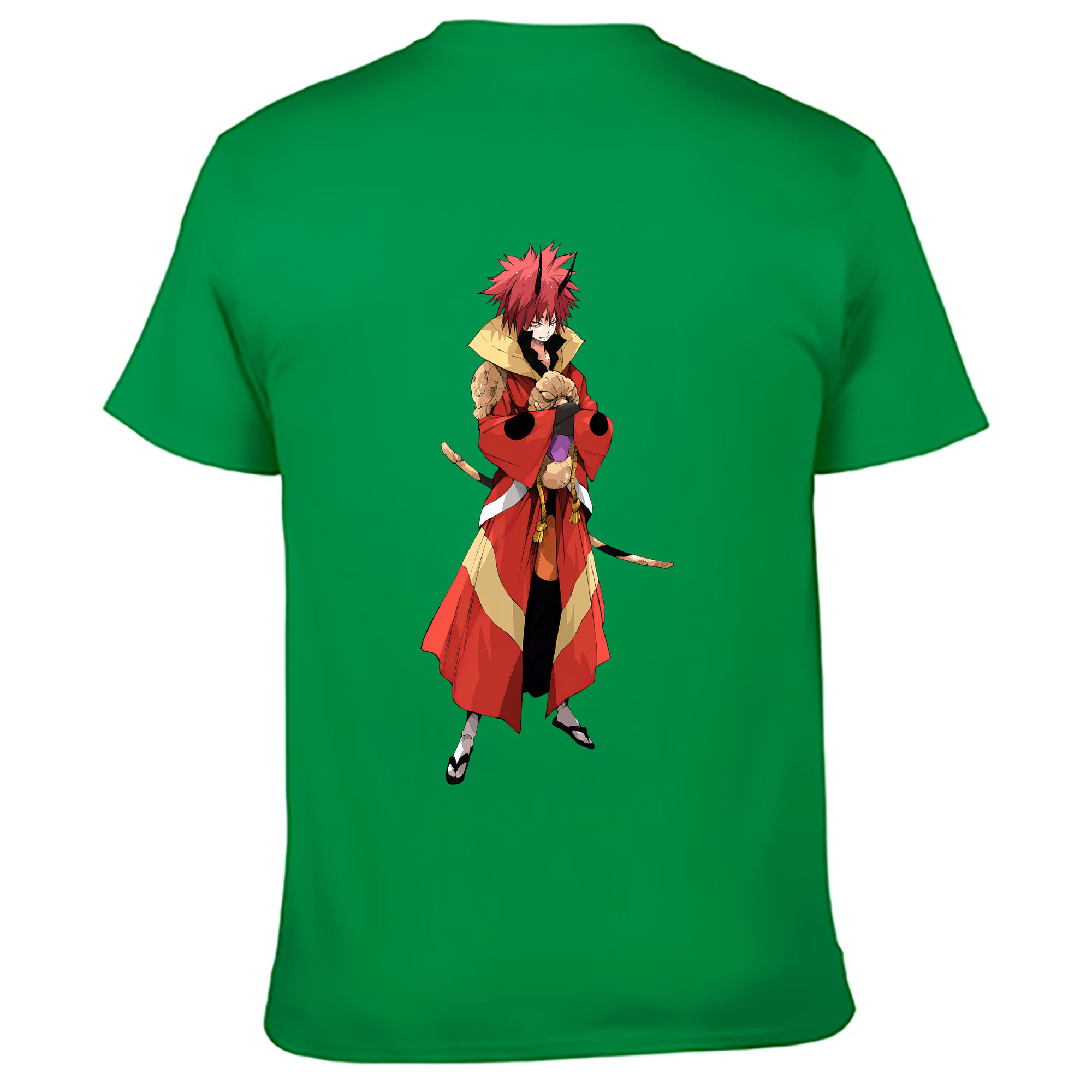 （画像用） 転スラ Regarding Reincarnated to Slime 綿100％ メンズ半袖Tシャツ（バックプリント） 通気性