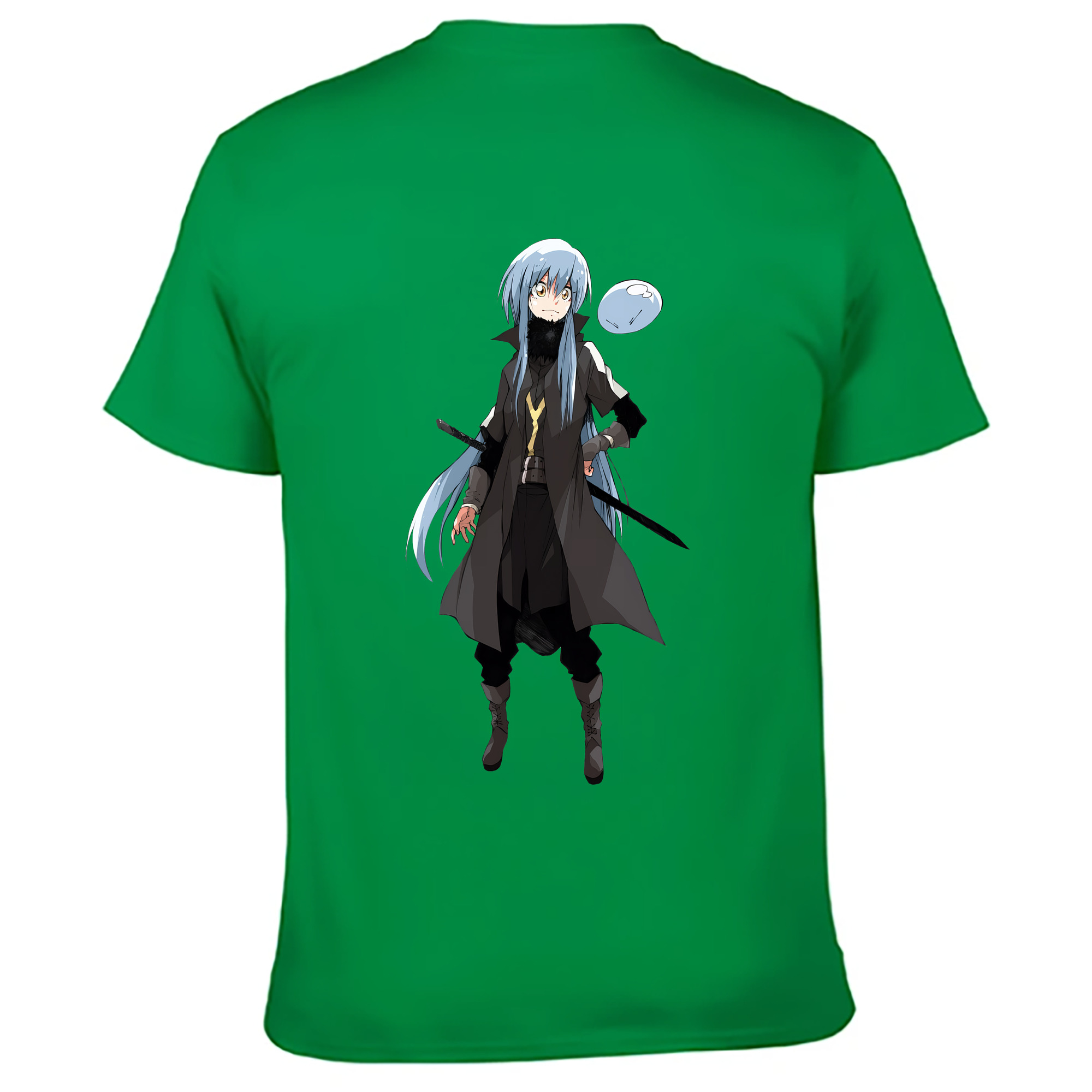 （画像用） 転スラ Regarding Reincarnated to Slime 綿100％ メンズ半袖Tシャツ（バックプリント） 通気性