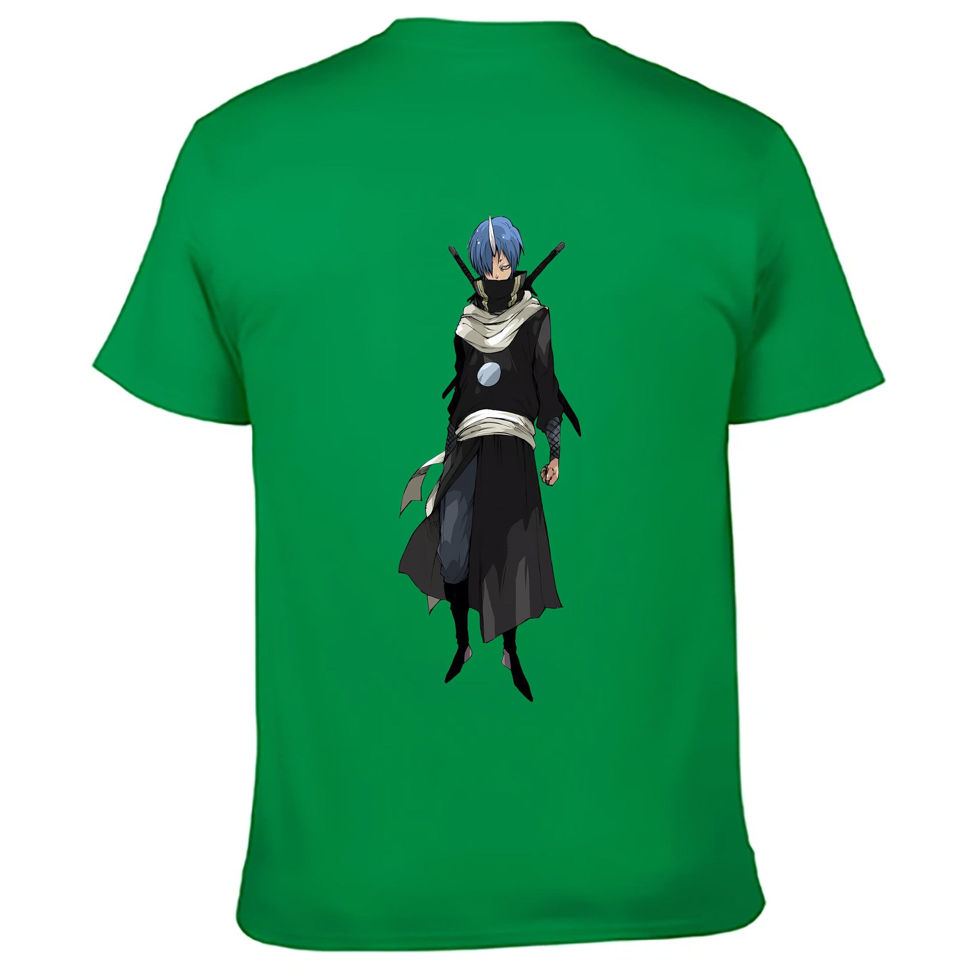 （画像用） 転スラ Regarding Reincarnated to Slime 綿100％ メンズ半袖Tシャツ（バックプリント） 通気性