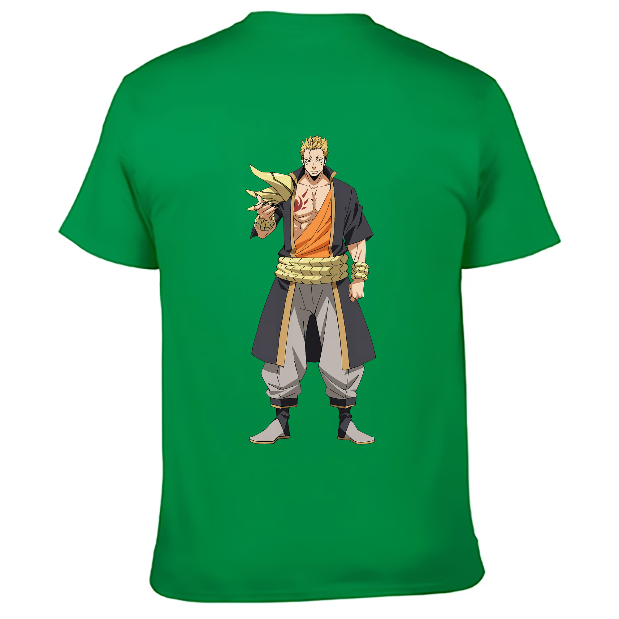（画像用） 転スラ Regarding Reincarnated to Slime 綿100％ メンズ半袖Tシャツ（バックプリント） 通気性