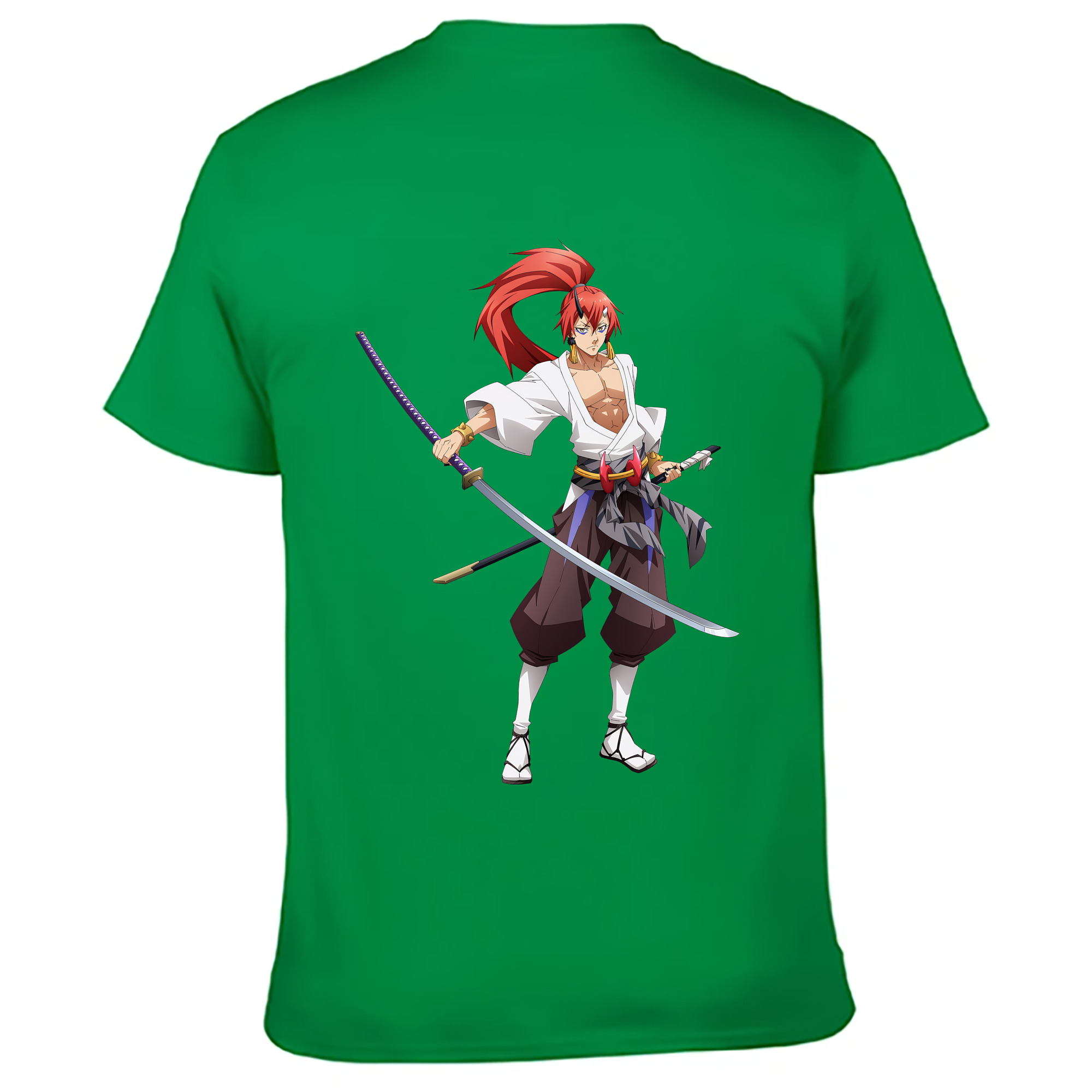 （画像用） 転スラ Regarding Reincarnated to Slime 綿100％ メンズ半袖Tシャツ（バックプリント） 通気性