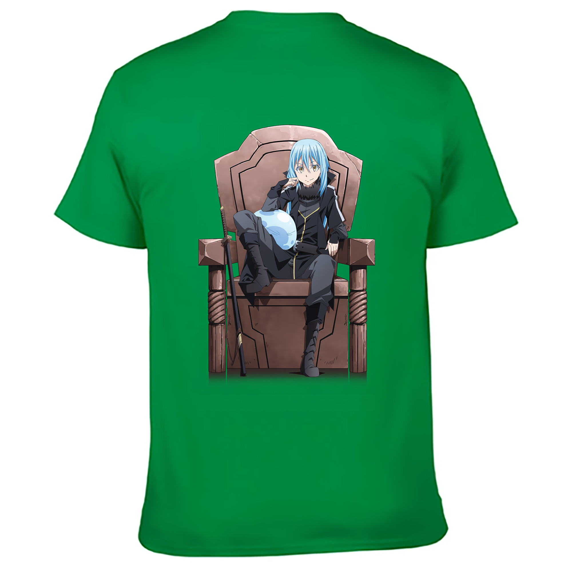 （画像用） 転スラ Regarding Reincarnated to Slime 綿100％ メンズ半袖Tシャツ（バックプリント） 通気性