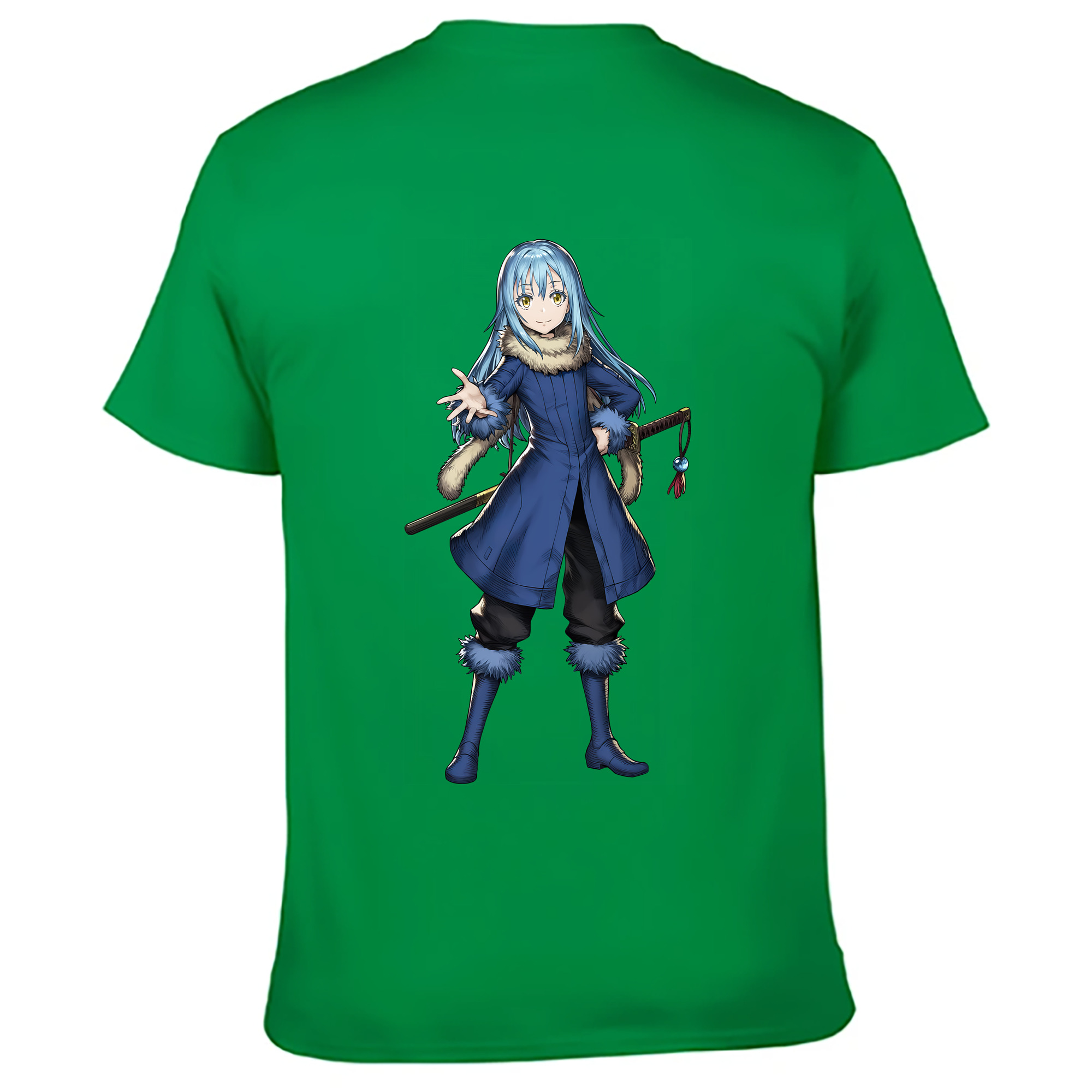 （画像用） 転スラ Regarding Reincarnated to Slime 綿100％ メンズ半袖Tシャツ（バックプリント） 通気性