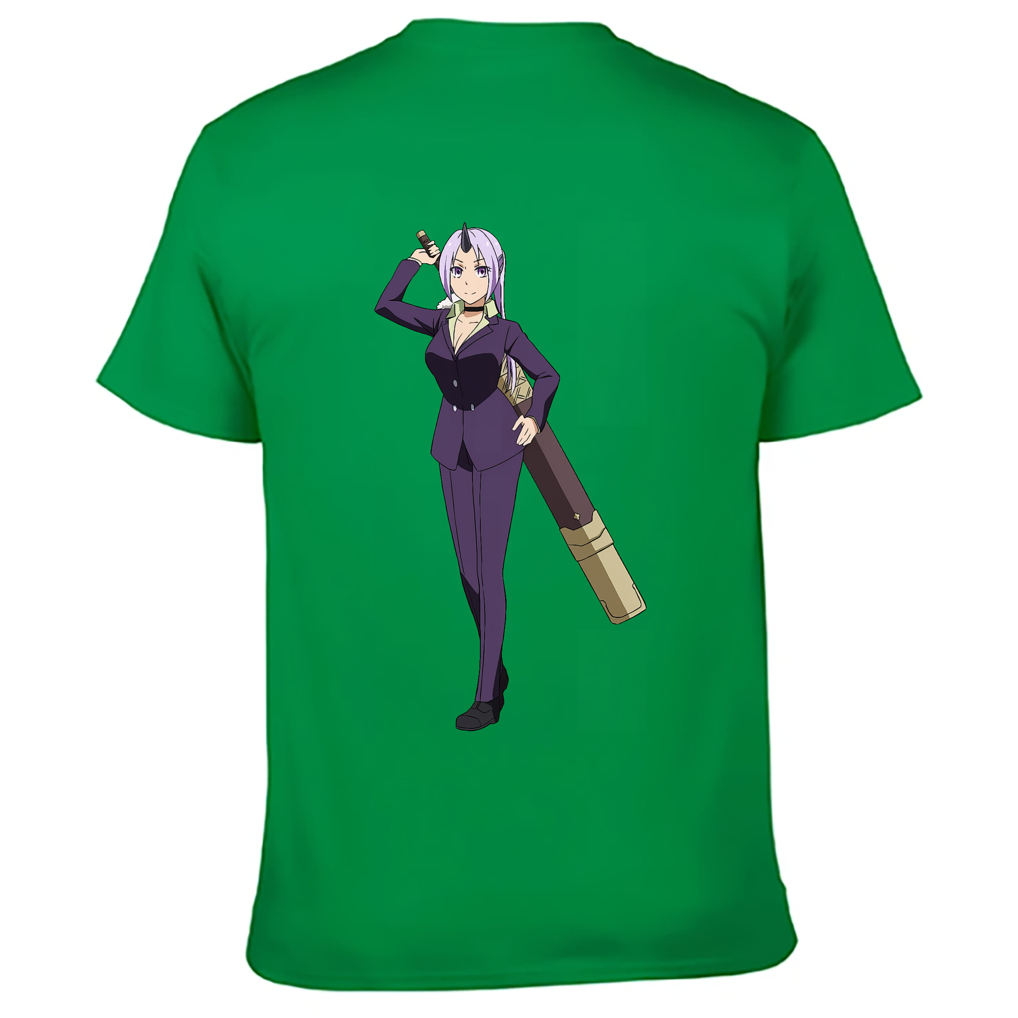 （画像用） 転スラ Regarding Reincarnated to Slime 綿100％ メンズ半袖Tシャツ（バックプリント） 通気性
