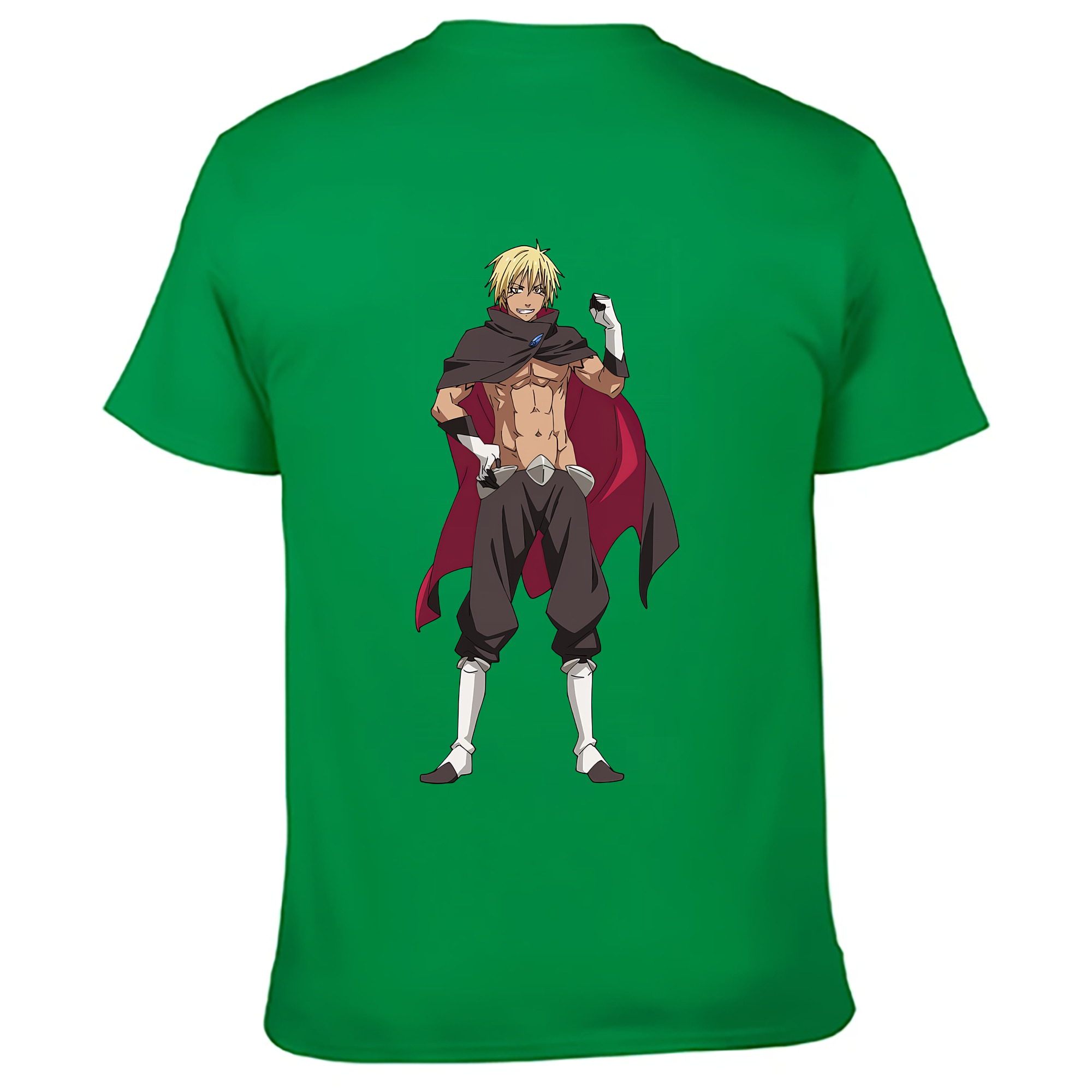 （画像用） 転スラ Regarding Reincarnated to Slime 綿100％ メンズ半袖Tシャツ（バックプリント） 通気性