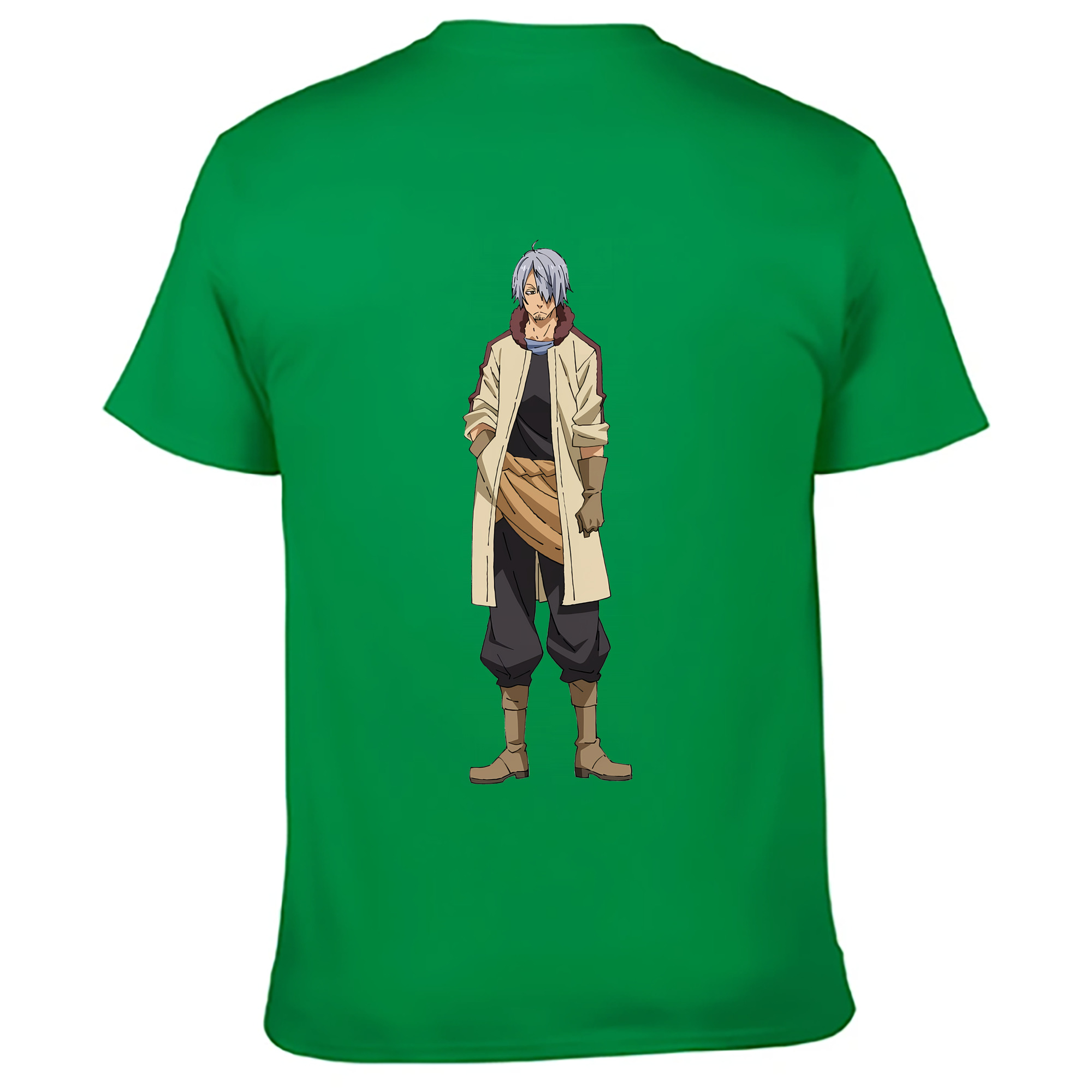 （画像用） 転スラ Regarding Reincarnated to Slime 綿100％ メンズ半袖Tシャツ（バックプリント） 通気性
