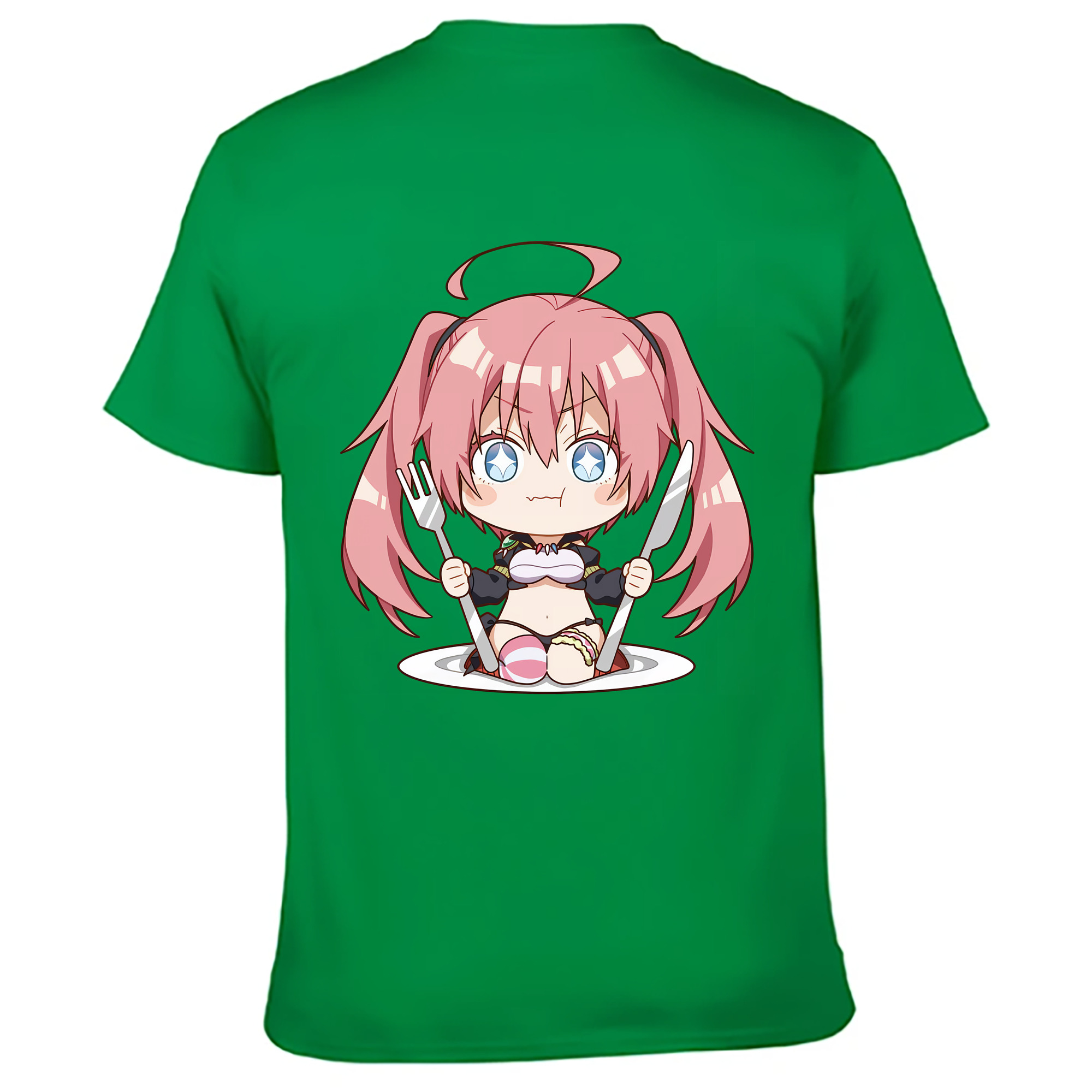 （画像用） 転スラ Regarding Reincarnated to Slime 綿100％ メンズ半袖Tシャツ（バックプリント） 通気性