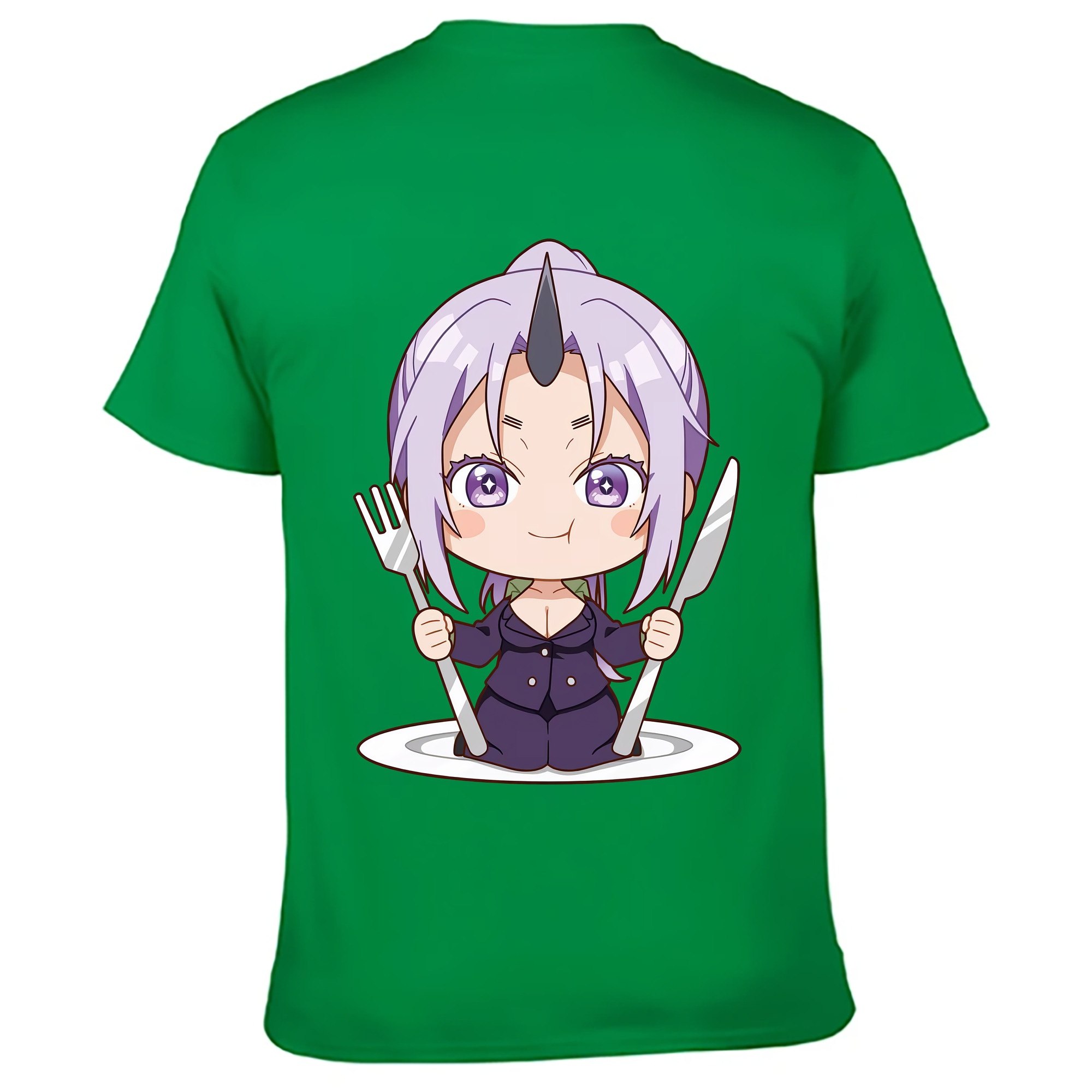 （画像用） 転スラ Regarding Reincarnated to Slime 綿100％ メンズ半袖Tシャツ（バックプリント） 通気性