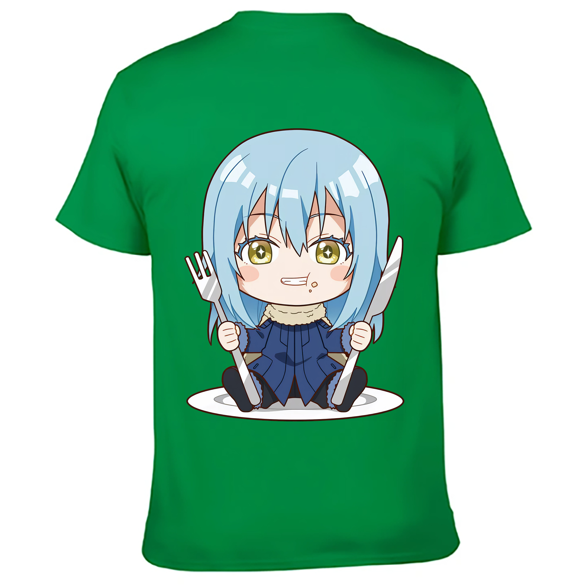 （画像用） 転スラ Regarding Reincarnated to Slime 綿100％ メンズ半袖Tシャツ（バックプリント） 通気性