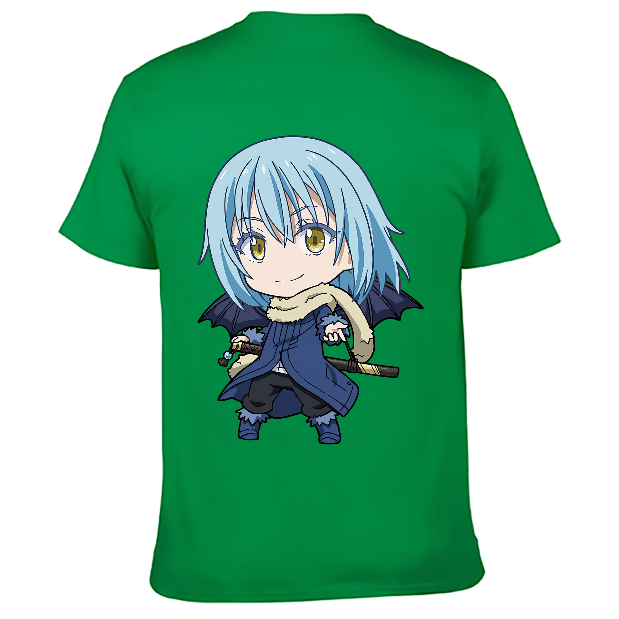 （画像用） 転スラ Regarding Reincarnated to Slime 綿100％ メンズ半袖Tシャツ（バックプリント） 通気性