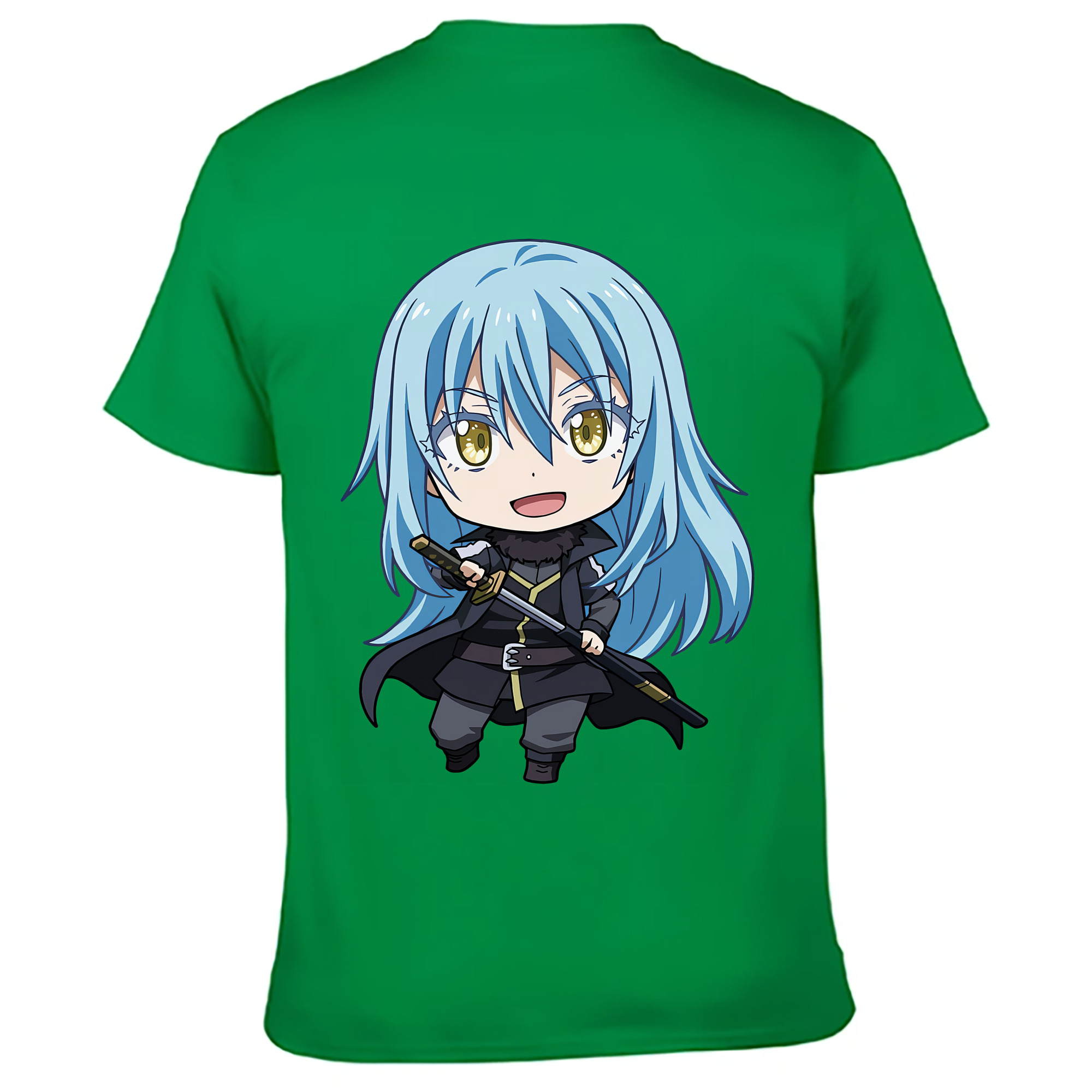 （画像用） 転スラ Regarding Reincarnated to Slime 綿100％ メンズ半袖Tシャツ（バックプリント） 通気性
