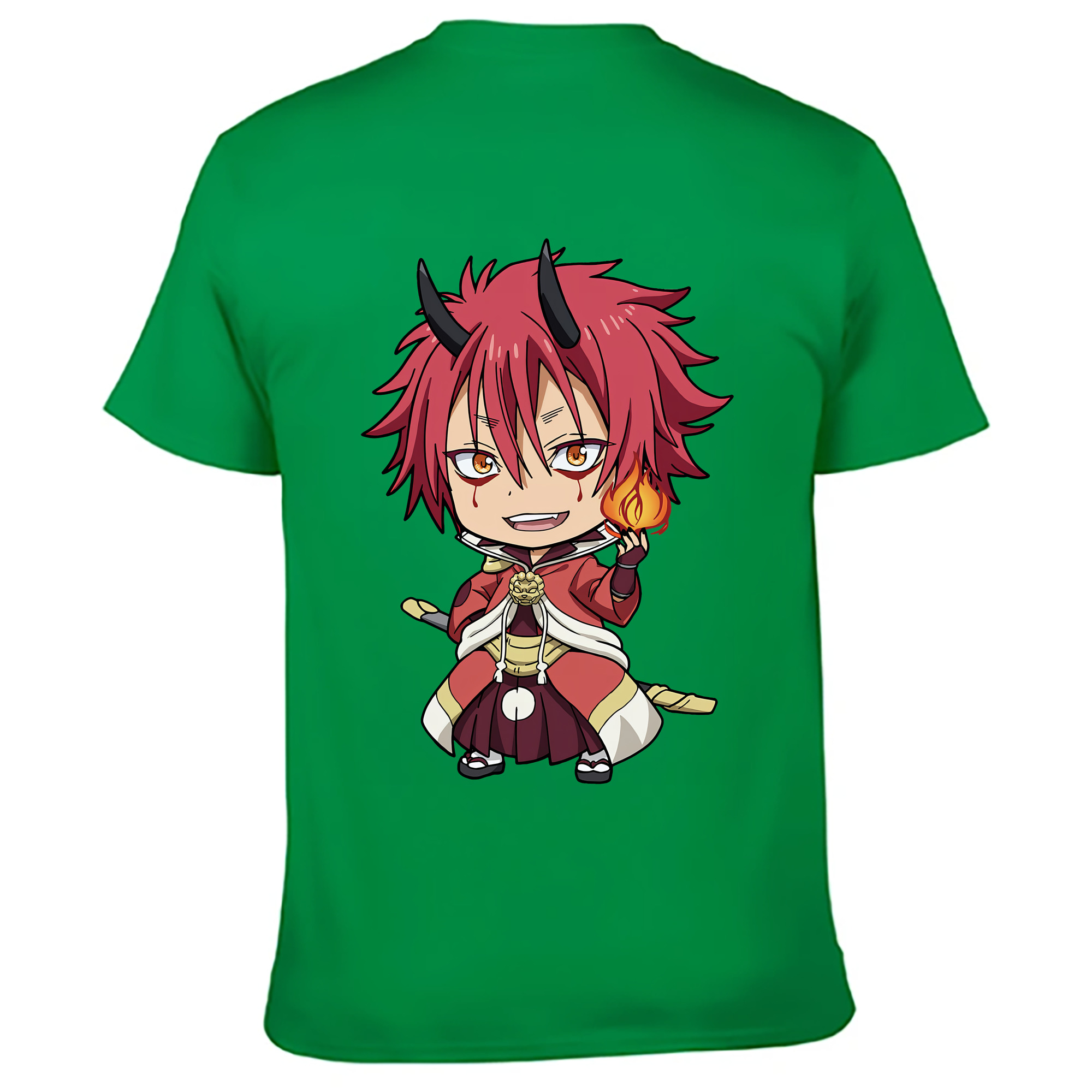 （画像用） 転スラ Regarding Reincarnated to Slime 綿100％ メンズ半袖Tシャツ（バックプリント） 通気性