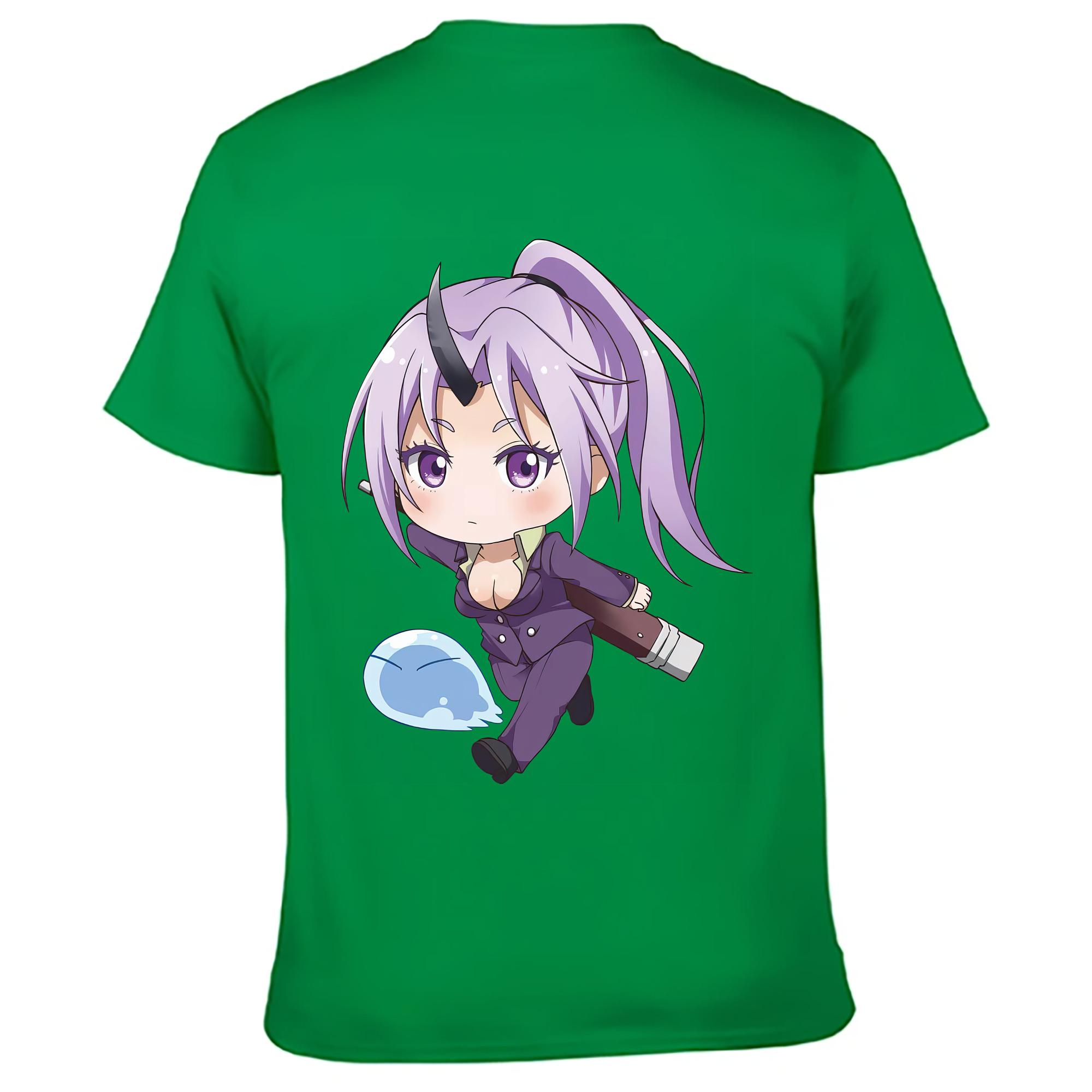 （画像用） 転スラ Regarding Reincarnated to Slime 綿100％ メンズ半袖Tシャツ（バックプリント） 通気性