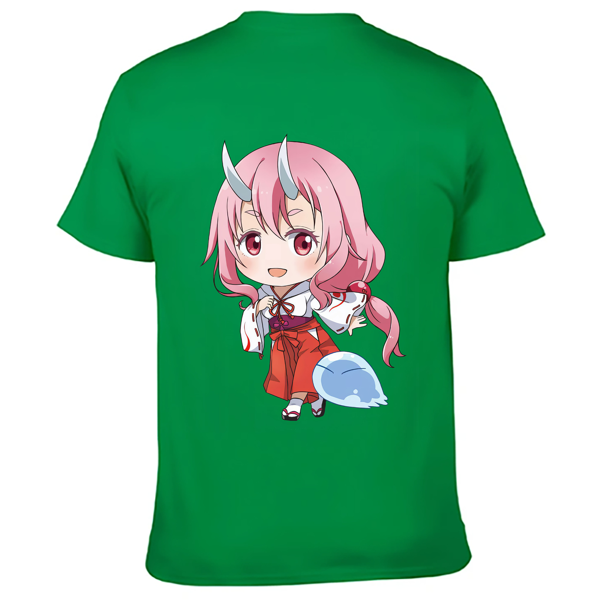 （画像用） 転スラ Regarding Reincarnated to Slime 綿100％ メンズ半袖Tシャツ（バックプリント） 通気性