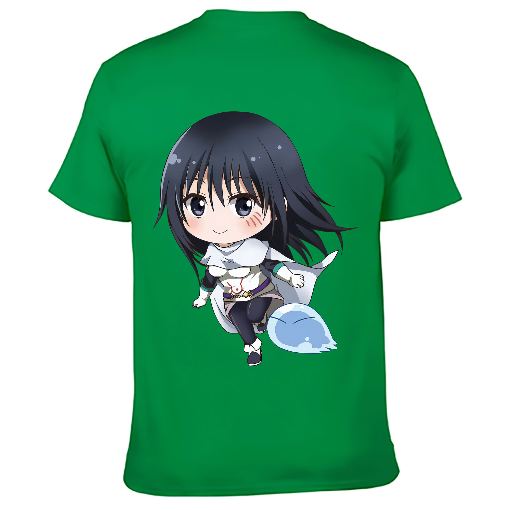 （画像用） 転スラ Regarding Reincarnated to Slime 綿100％ メンズ半袖Tシャツ（バックプリント） 通気性