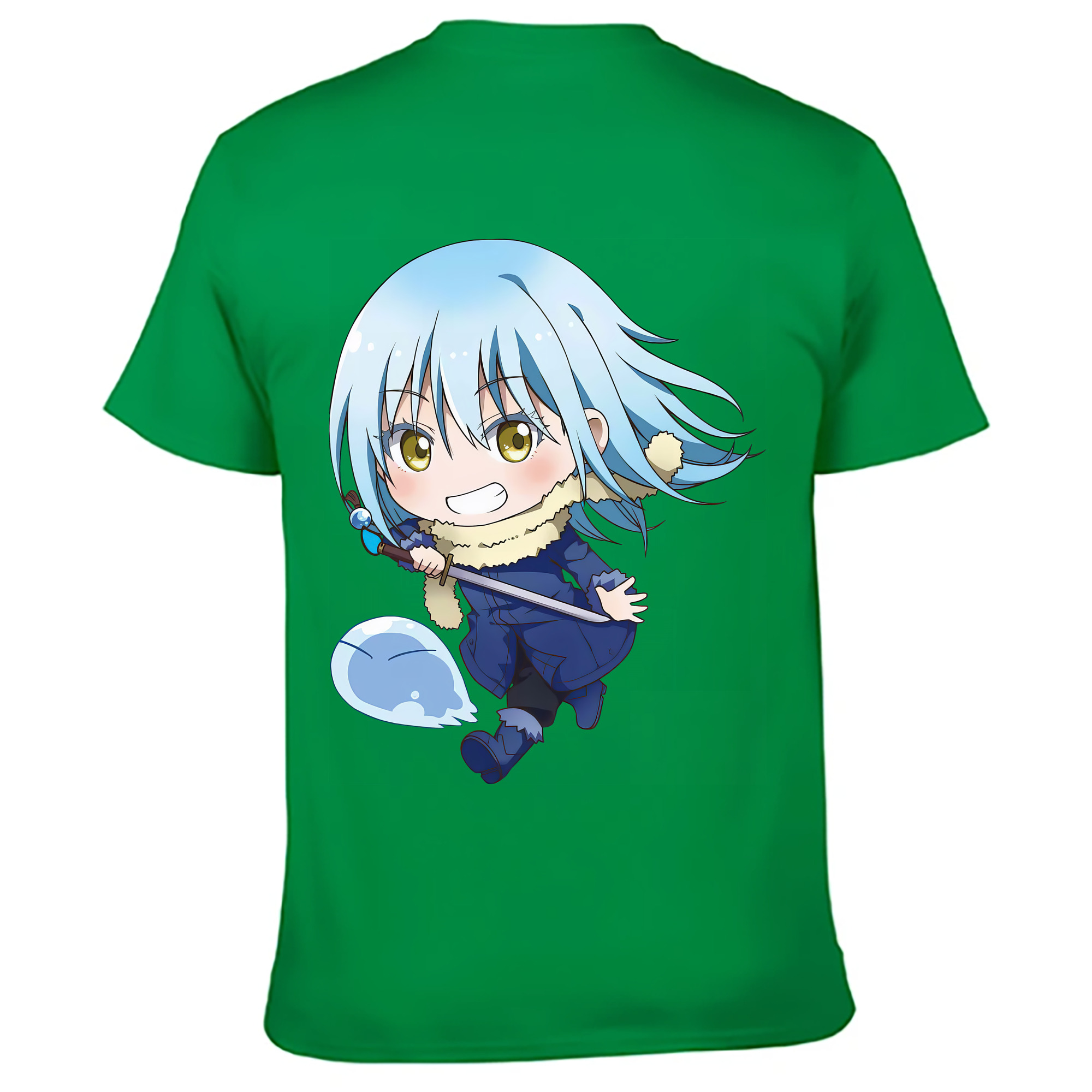 （画像用） 転スラ Regarding Reincarnated to Slime 綿100％ メンズ半袖Tシャツ（バックプリント） 通気性