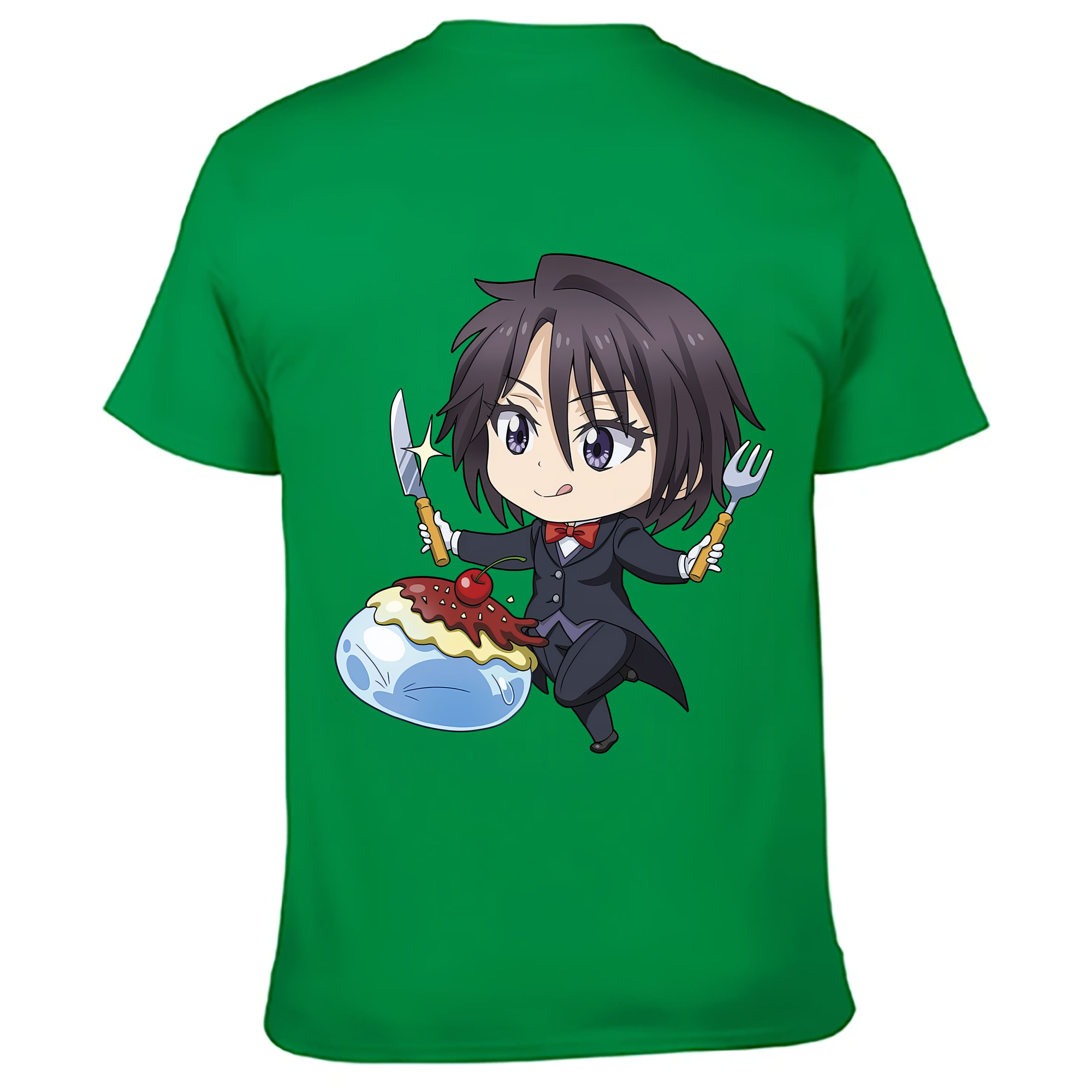（画像用） 転スラ Regarding Reincarnated to Slime 綿100％ メンズ半袖Tシャツ（バックプリント） 通気性