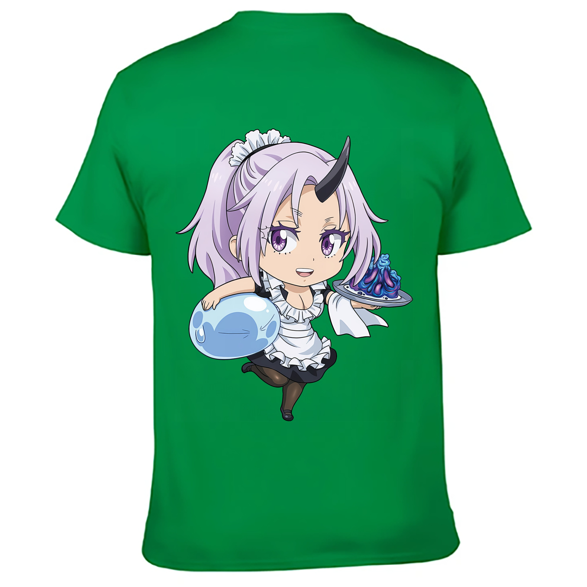 （画像用） 転スラ Regarding Reincarnated to Slime 綿100％ メンズ半袖Tシャツ（バックプリント） 通気性