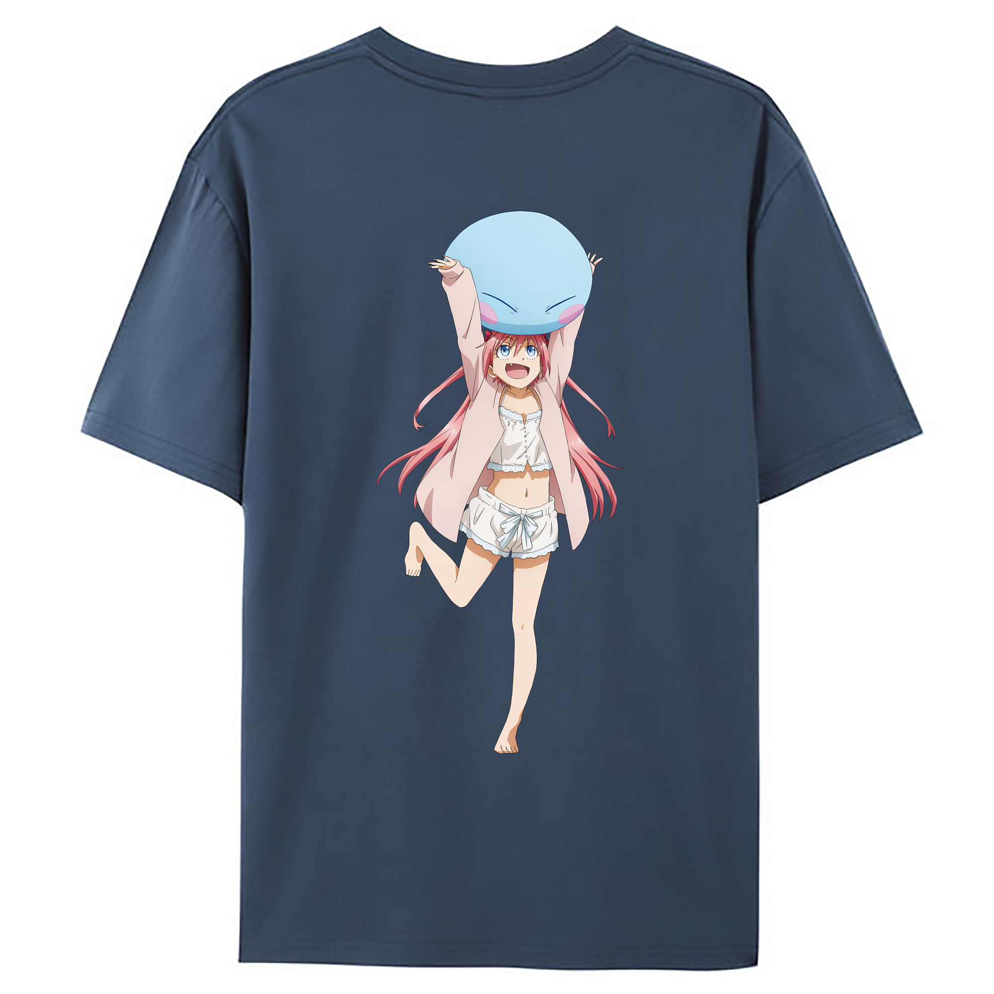 （画像用） 転スラ Regarding Reincarnated to Slime 綿100％ メンズ半袖Tシャツ（バックプリント） 通気性