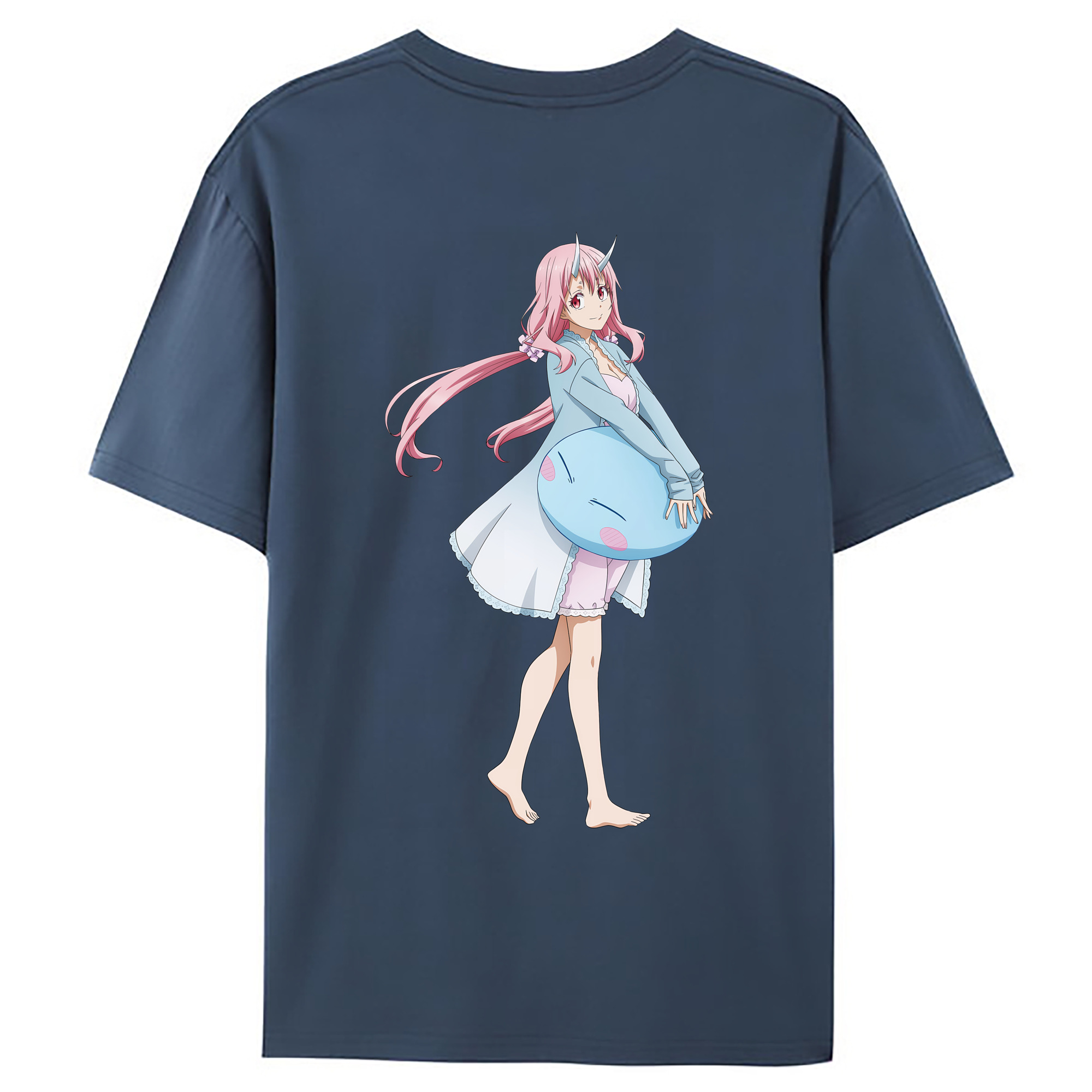 （画像用） 転スラ Regarding Reincarnated to Slime 綿100％ メンズ半袖Tシャツ（バックプリント） 通気性